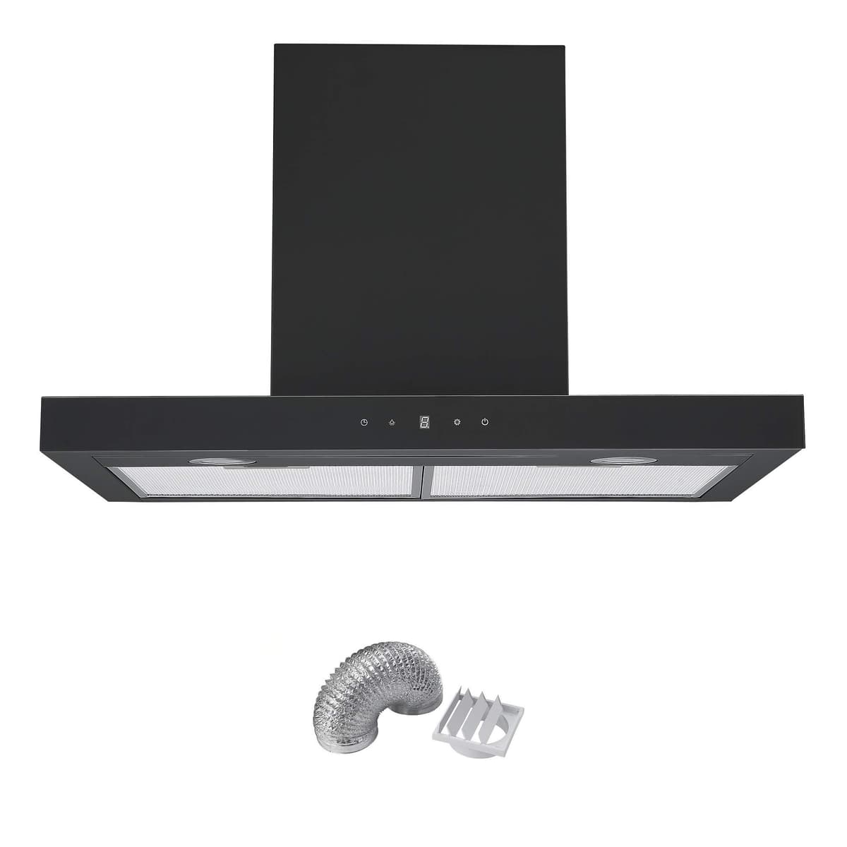 Cookology Designer Box Cooker Hood, Touch Control T Shaped Kitchen Extractor Fan & Carbon Filters (70cm, Stainless Steel)