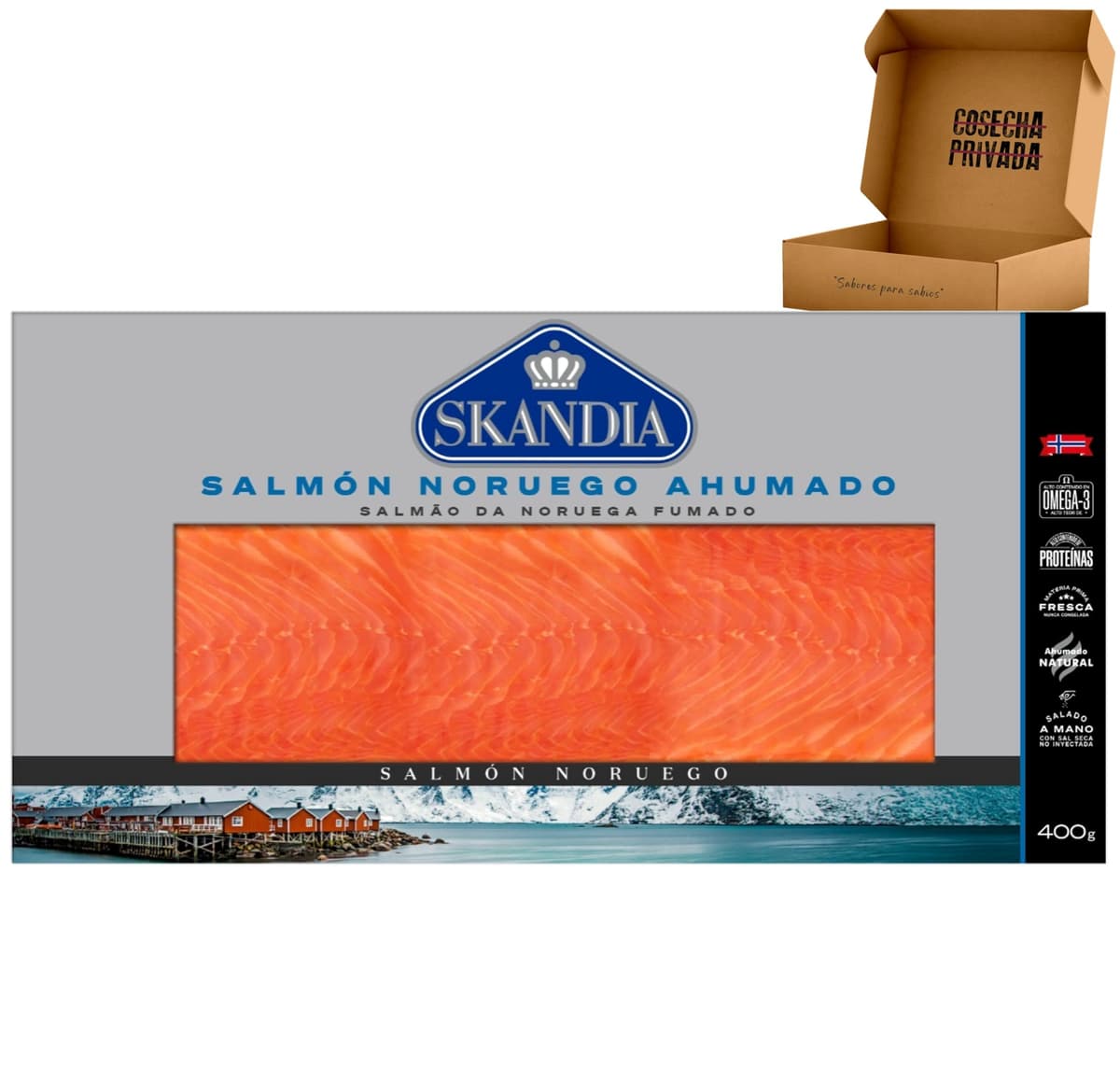 Salmón Noruego Ahumado - Envío 24 h - Salmón Premium Fileteado en lonchas en bandeja (400g)