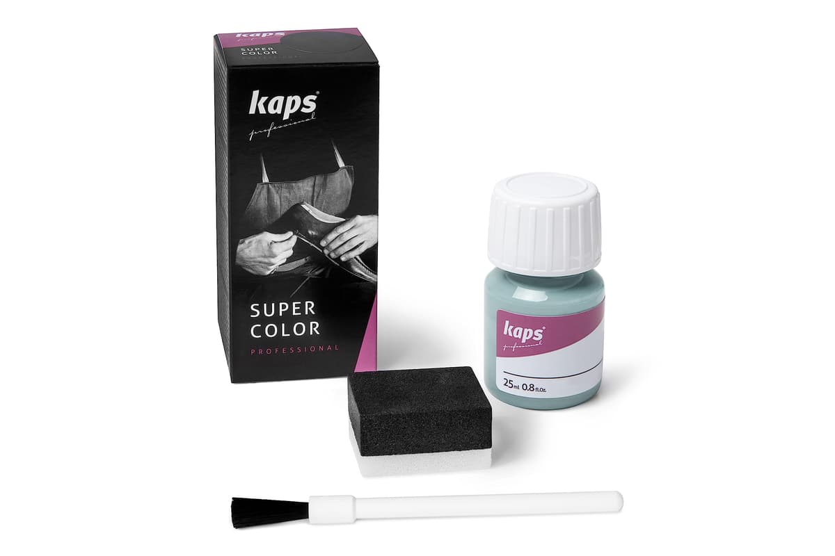 Tinte para Zapatos y Bolsos de Cuero y Textil con Esponja y Brocha, Kaps Super Color, 70 Colores (117 - azul marino) — view 89