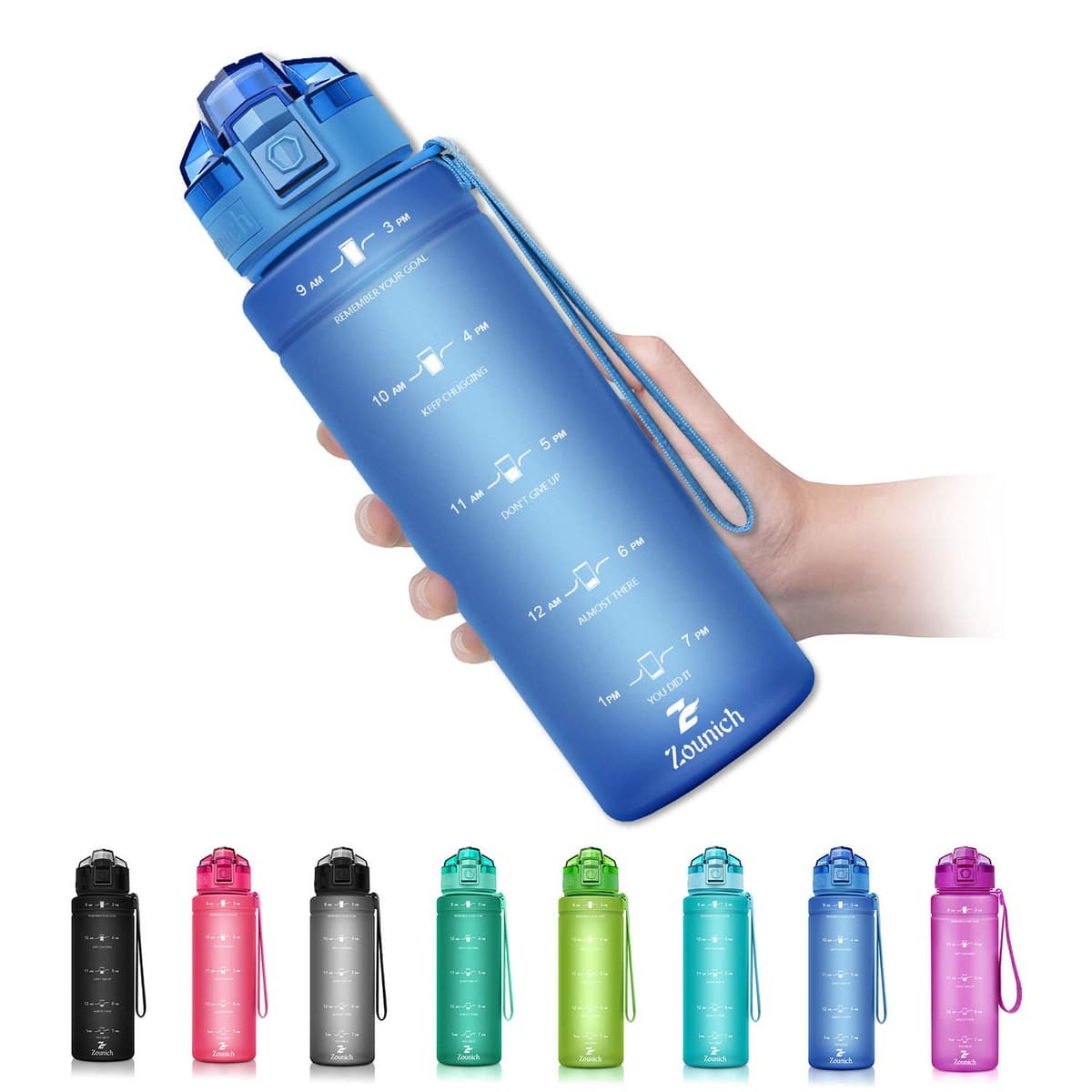 ZOUNICH Botella Agua Deporte, Botella Agua Niños sin BPA Reutilizable Plástico Tritan - 500 ml / 700 ml / 1 l, Cantimploras para Te con Filtro, para Infantil, Gimnasio, Bicicleta — view 48