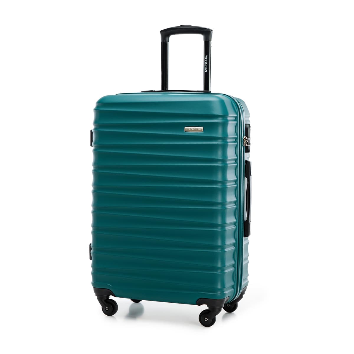 WITTCHEN Maleta Grande Trolley ABS rígido para facturación con 4 Ruedas giratorias Cerradura de combinación asa telescópica Groove Line Negro Ryanair/Vueling/Iberia/easyJet/Iberia Express — view 89
