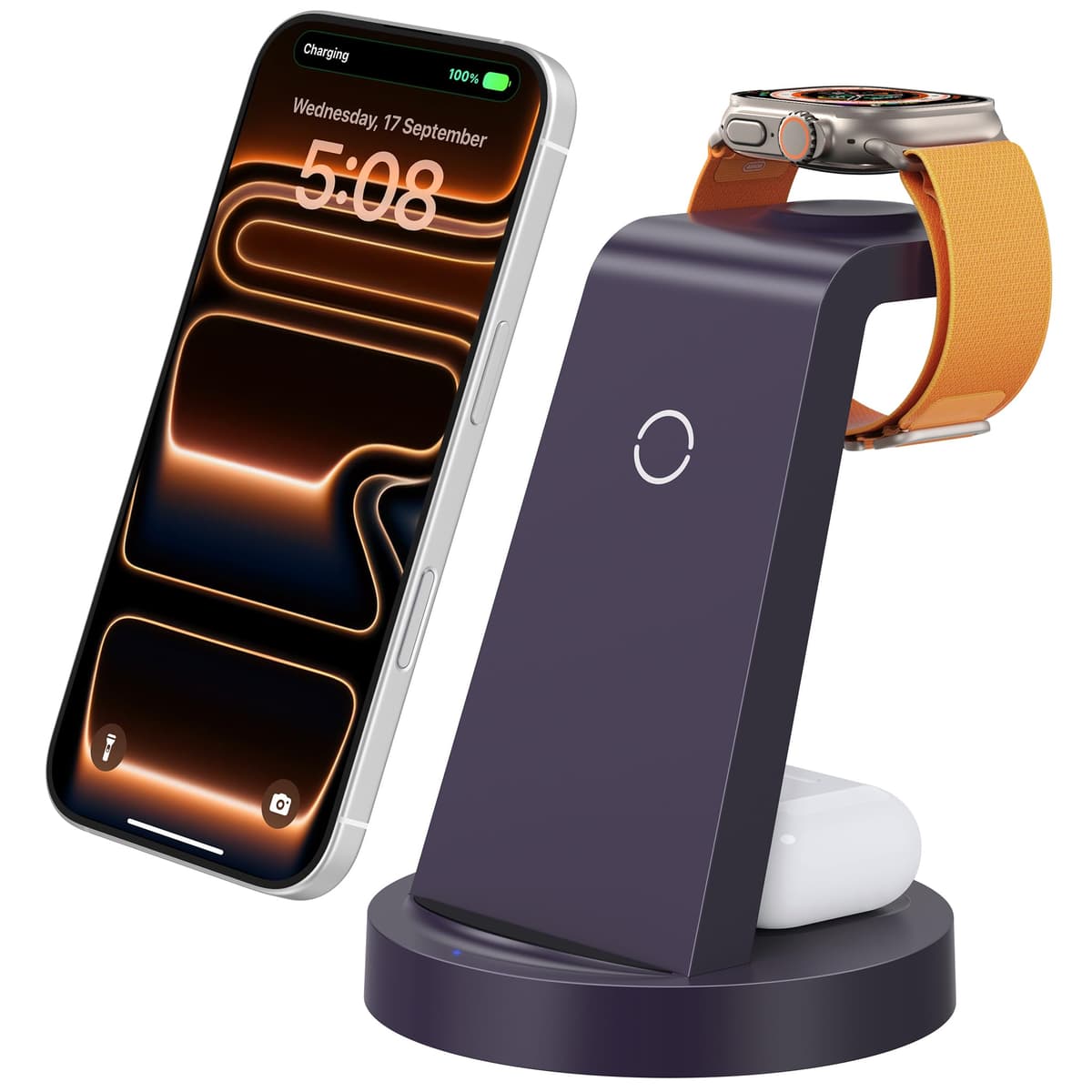 Anlmz 3 in 1 Charging Station for iPhone, Wireless Charger for iPhone 17 16e 16 15 14 13 12 11 X Pro Max & Apple Watch - Wireless Charging Station for AirPods 4 3 Pro — view 11