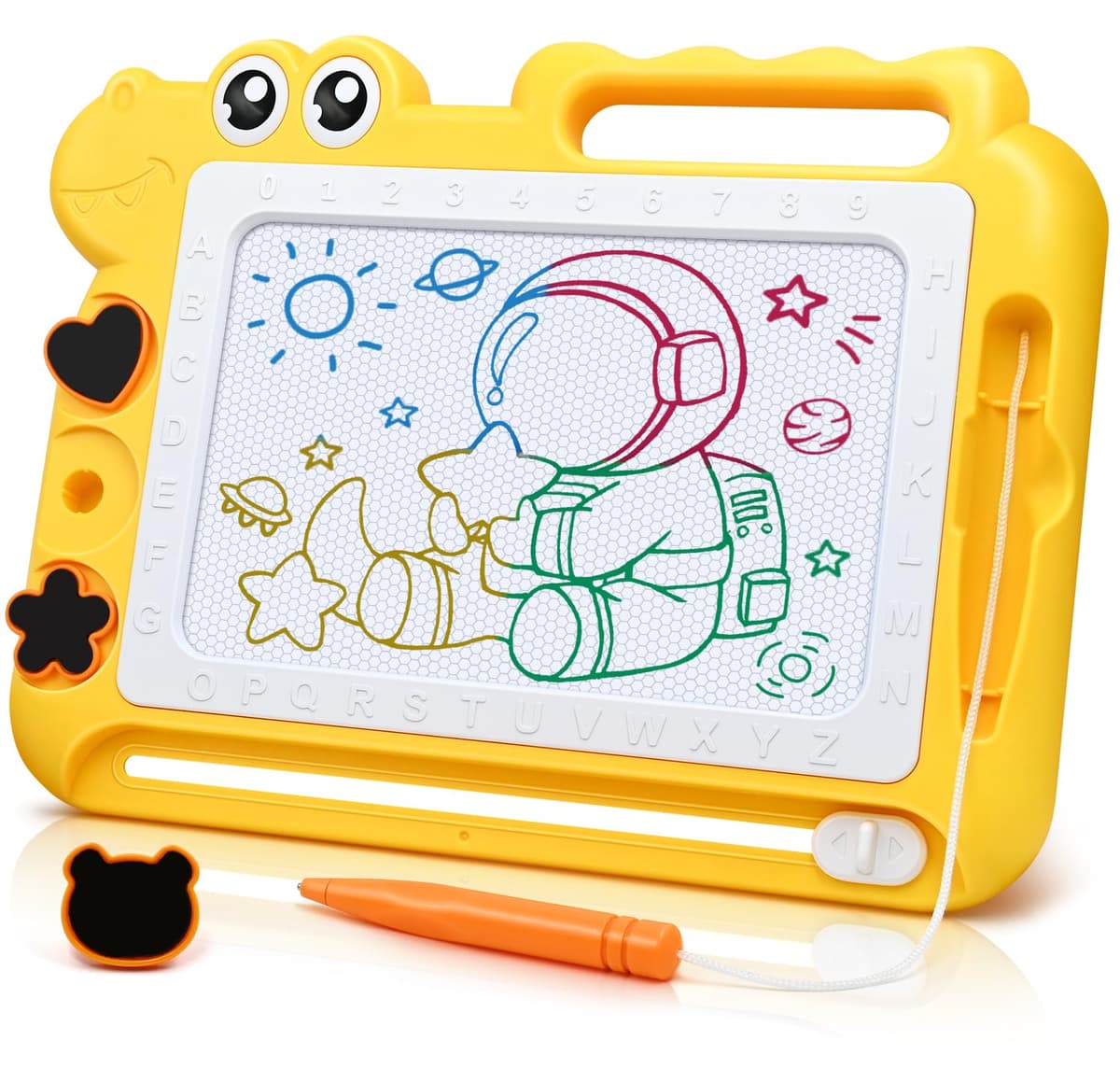 Dinosaurio Pizarra Magnética Infantil Juguetes 3 4 5 Años, Pizarra Magica Colorido Juegos Educativos Regalos para Niñas y Niños 3-5 Años, Viaje Juguetes con 4 áreas Color 3 Sellos 1 Bolígrafo, Azul — view 13