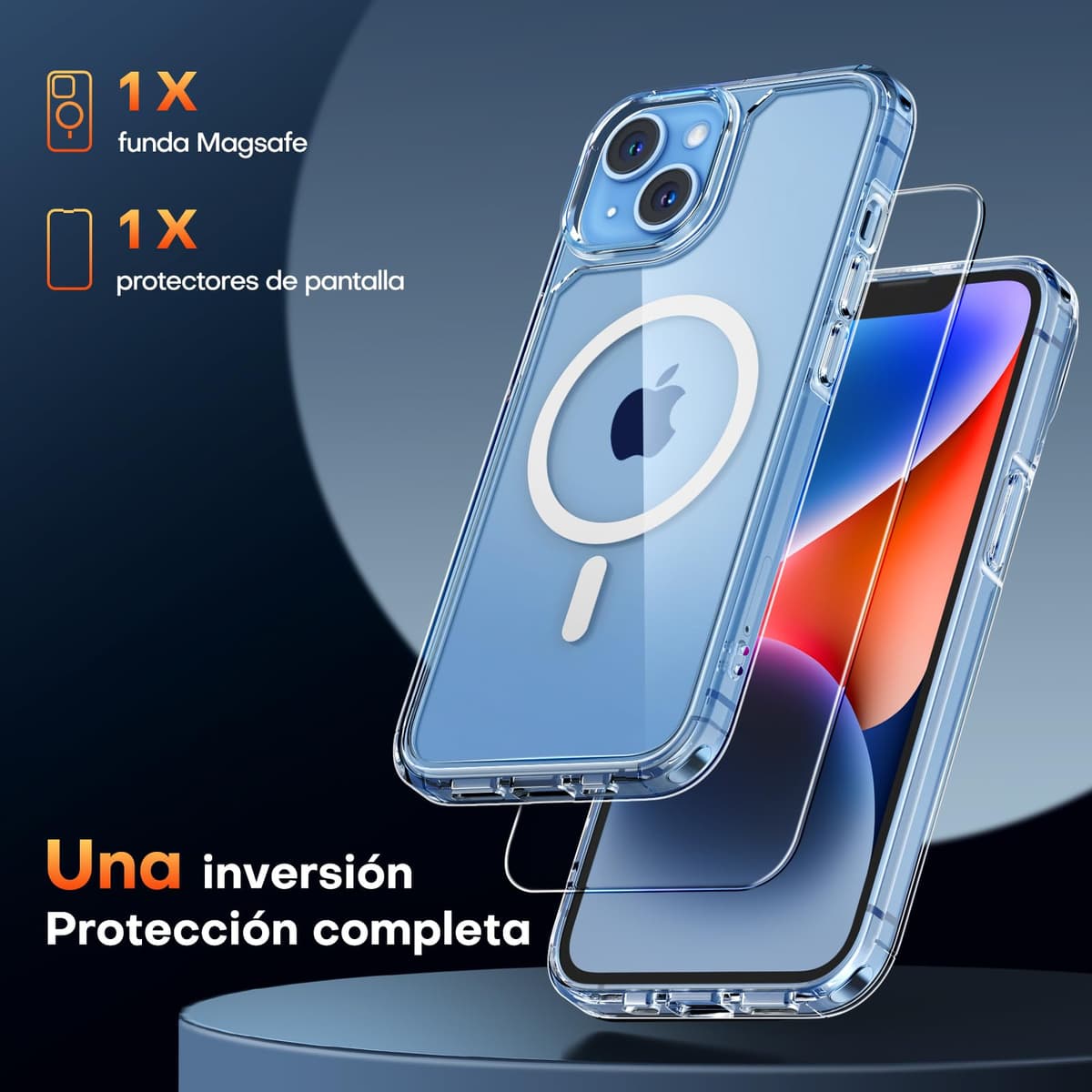 TAURI Funda para iPhone 13/iPhone 14, Compatible con MagSafe [No amarillea] con Vidrio Templado, Carcasa Nueva para iPhone 13/iPhone 14,Funda Ultra Fina antichoque - Transparente — view 3