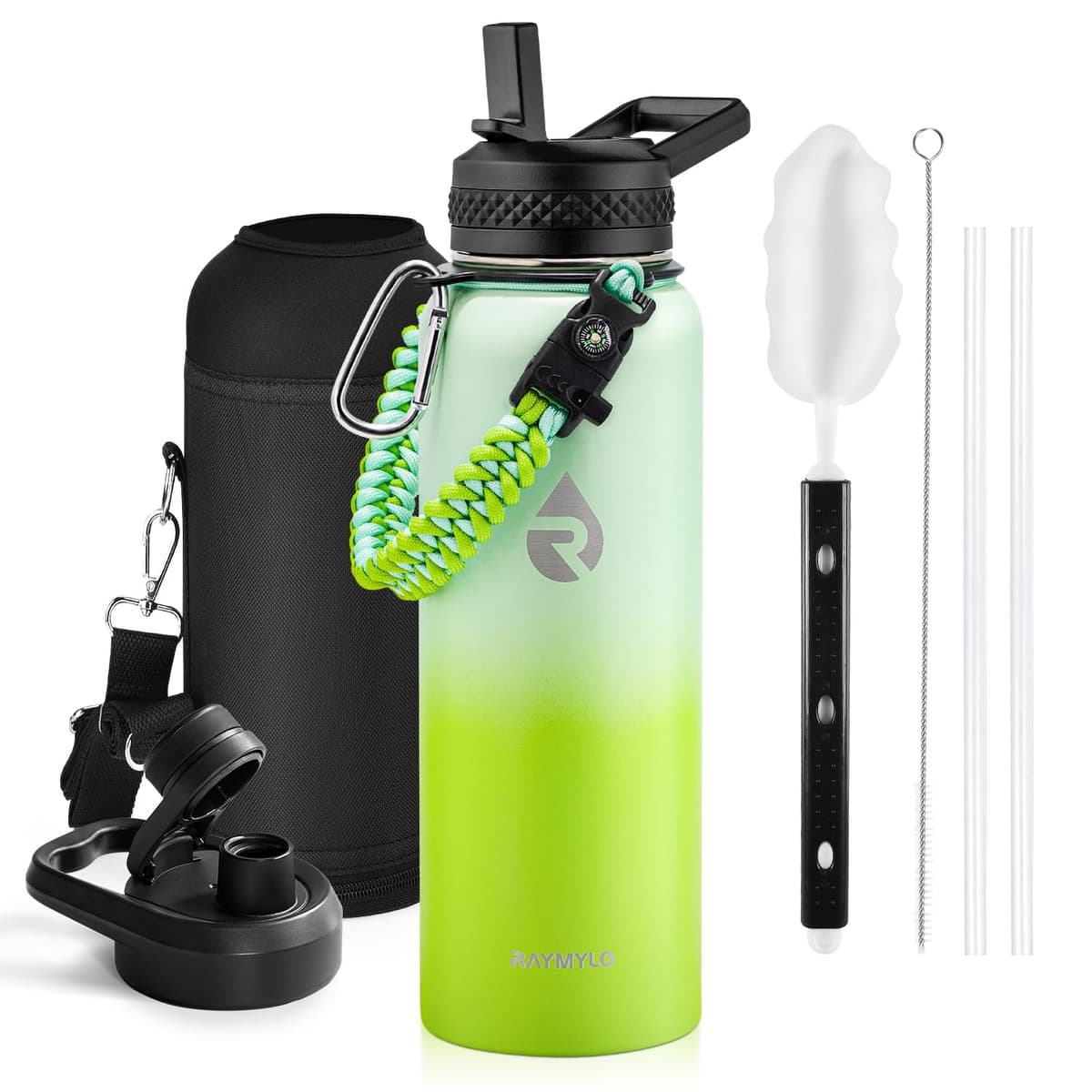 RAYMYLO One Gallon Water Bottle Insulated, Triple Walled Vacuum Stainless Steel (Cold for 48 Hrs), Leak Proof & Non-BPA, Large Water Flask Jug with Paracord Handle & Straw Spout Lids — view 93
