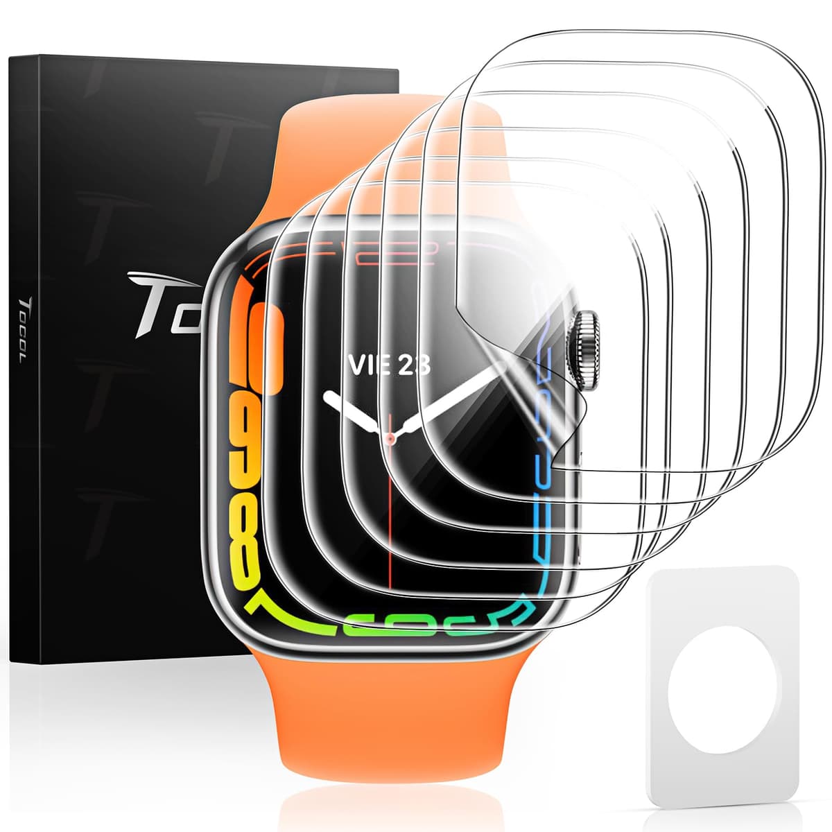 TOCOL [4 Pack Screen Protector for Apple Watch Ultra/Ultra 2(2023) 49mm, [10X Military-Grade Shockproof], Tempered Glass Screen Protector for iWatch Ultra 49mm, Anti-Scratch, High Definition, Clear — view 11