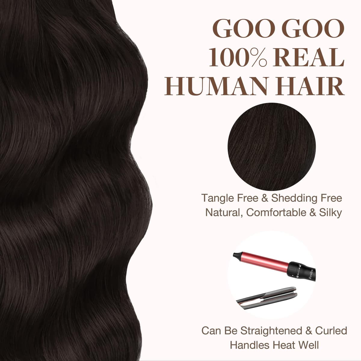 GOO GOO Tape in Hair Extensions human hair, tape Hair Extensions, 16inch 50g 20pcs, Human Hair Extensions, 2 Dark Brown — view 7