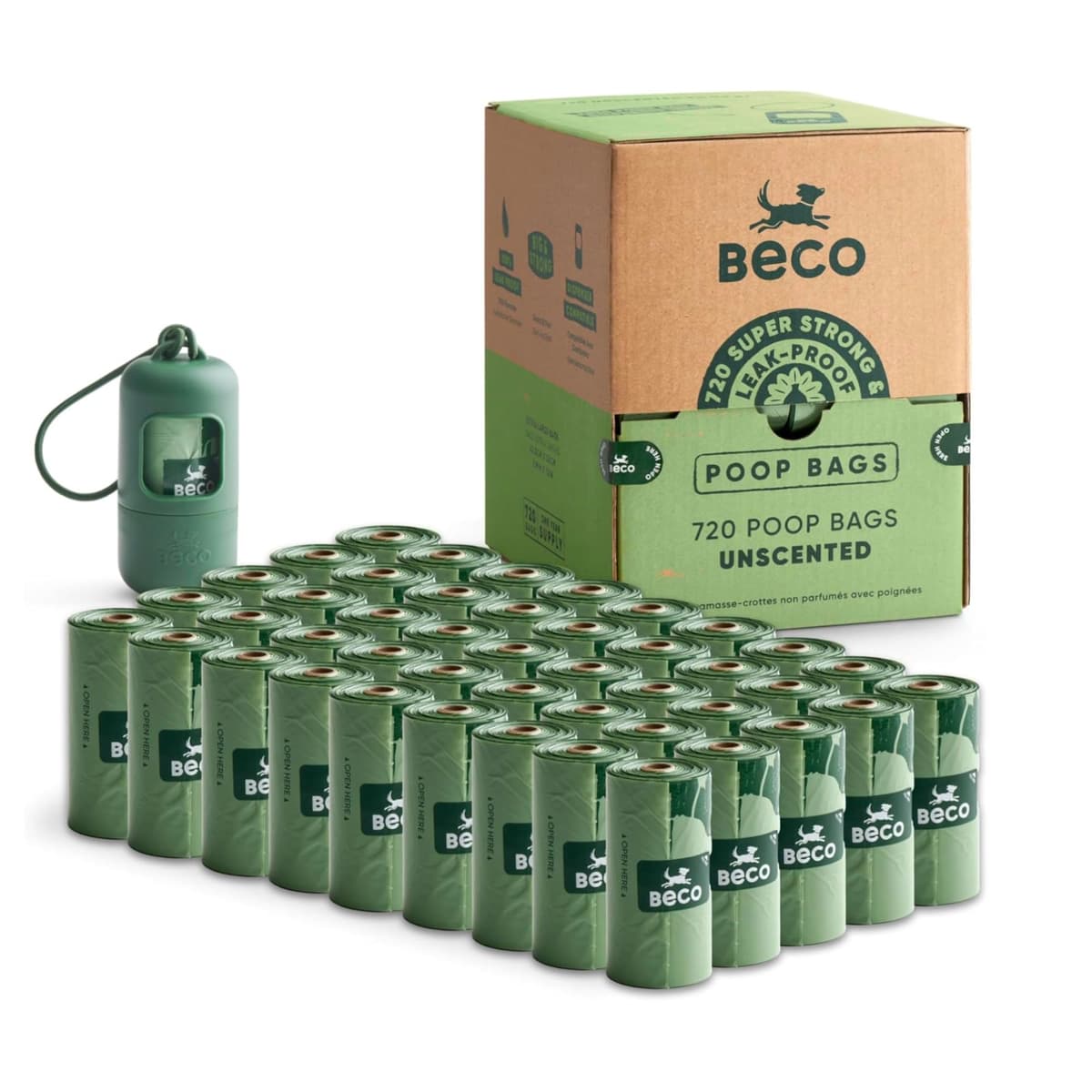 Beco Dog Poo Bags - Strong, Leakproof & Large - 94% Recycled Plastic, Extra Thick Dog Poop Bags, Heavy Duty - Unscented Refill Rolls, 270 Count — view 9