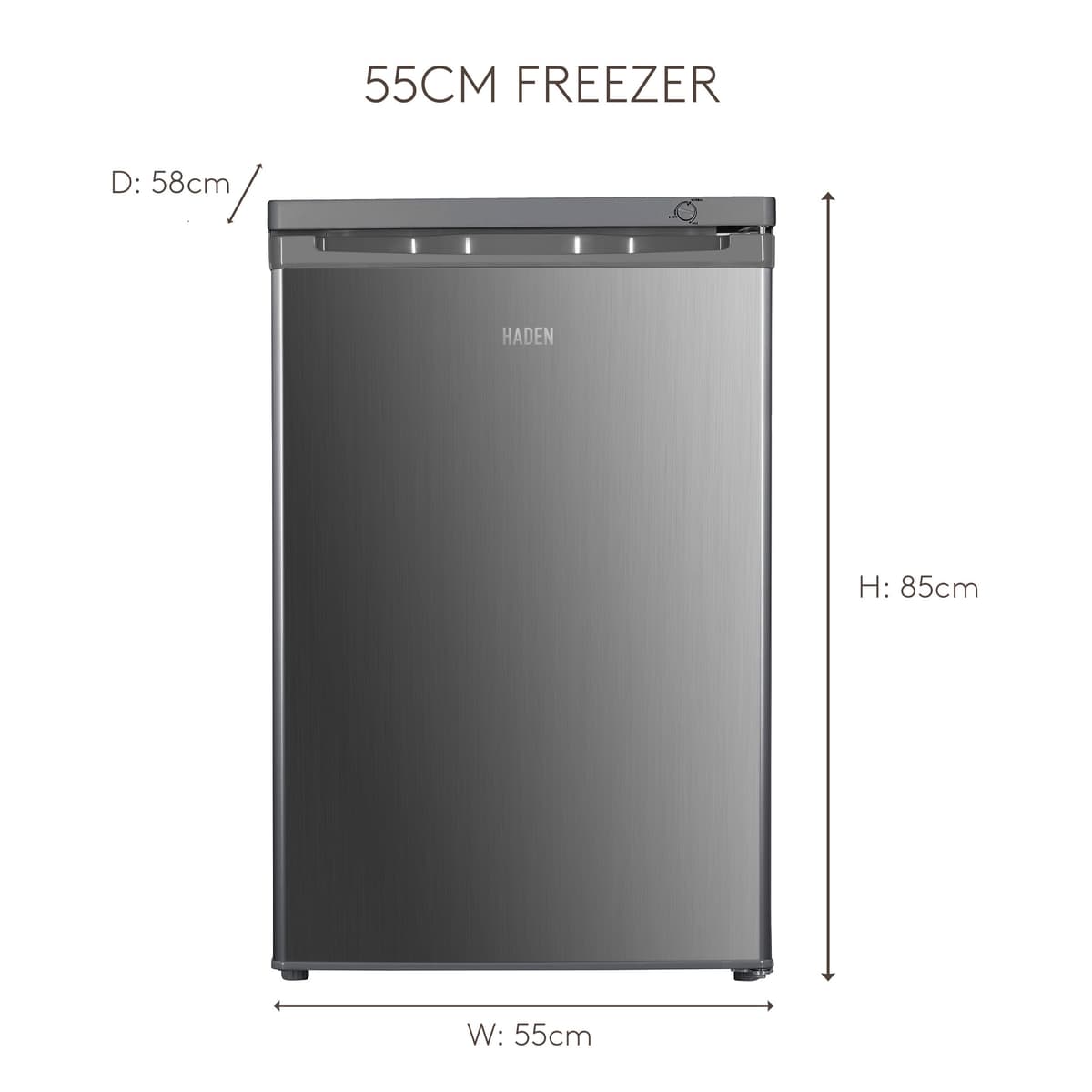HADEN 85L Under Counter Freezer - 55cm, Manual Defrost, 4 Draws - Mechanical Temperature Control - Silver Freestanding Freezer — view 3