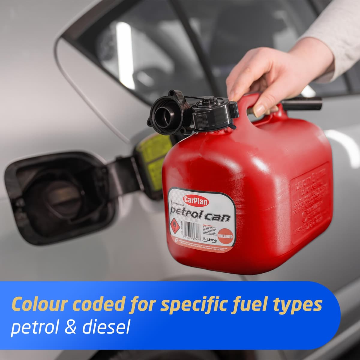 CarPlan TPH005 5L Fuel Can, Unleaded Petrol (Green) — view 7