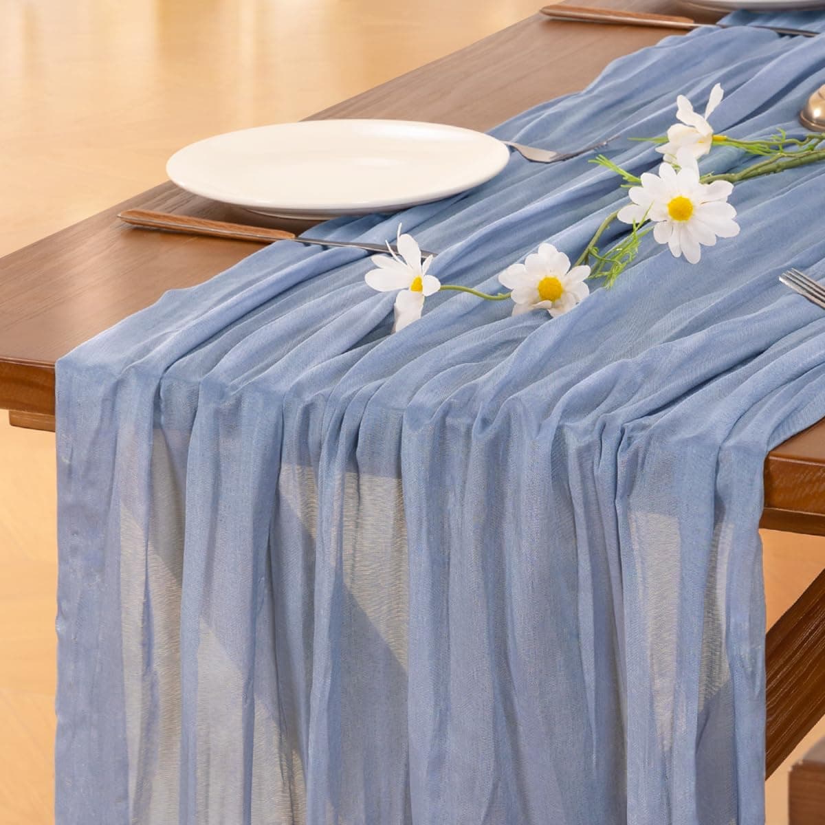 Socomi Beige Cheesecloth Table Runner Easter Spring Boho Rustic Gauze 120 inch 10FT Cheese Cloth Runner for Wedding Party Baby Shower Birthday Home Decor Holiday Decorations — view 18
