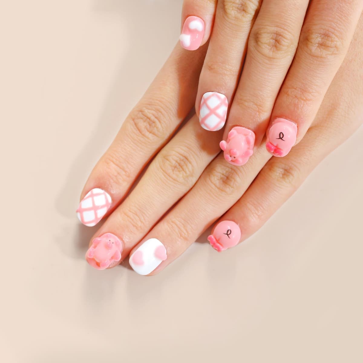 Sun&Beam Nails Handmade Press On Nail Long Coffin Ballerina Pink Flower Acrylic Fake Tip 3D Design Art Charms Cute with Storage Box 10 Pcs (S) — view 89