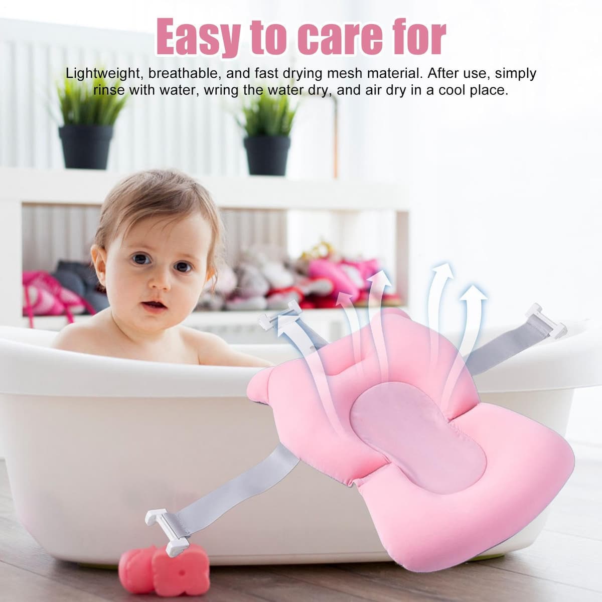 Cojín De Baño Para Recién Nacido, Alfombrilla De Baños Acolchada Antideslizante, Almohada Con Soporte Adaptable Con Hebillas Y 3 Cinturones De Seguridad, Articulo Para Baño Del Bebé En Hogar — view 2