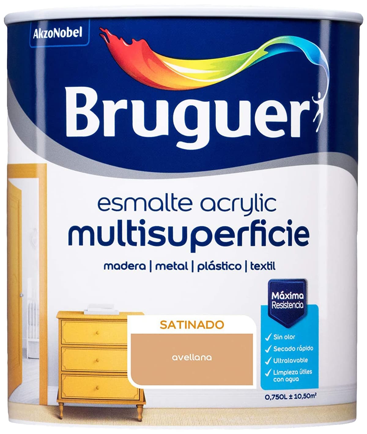 Bruguer Acrylic Multisuperficie Esmalte al agua Satinado - Pintura 750 mL, Blanco Permanente — view 40