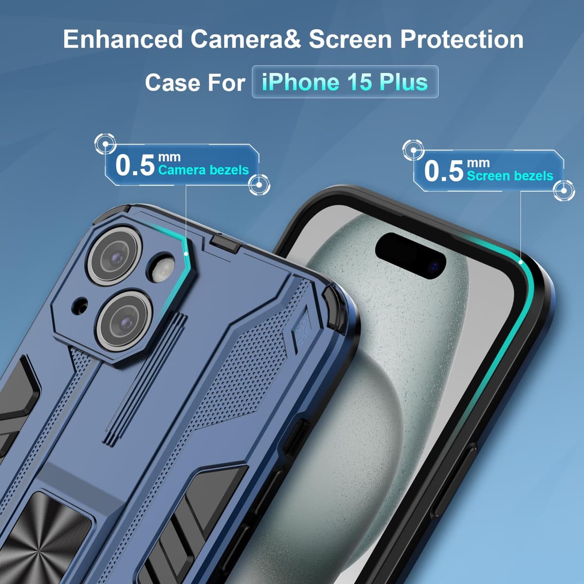 Funda para CMF Phone 2 Pro, Carcasa Antigolpes con Soporte anular metálico, Case Protectora de Grado Militar, Negro — view 422