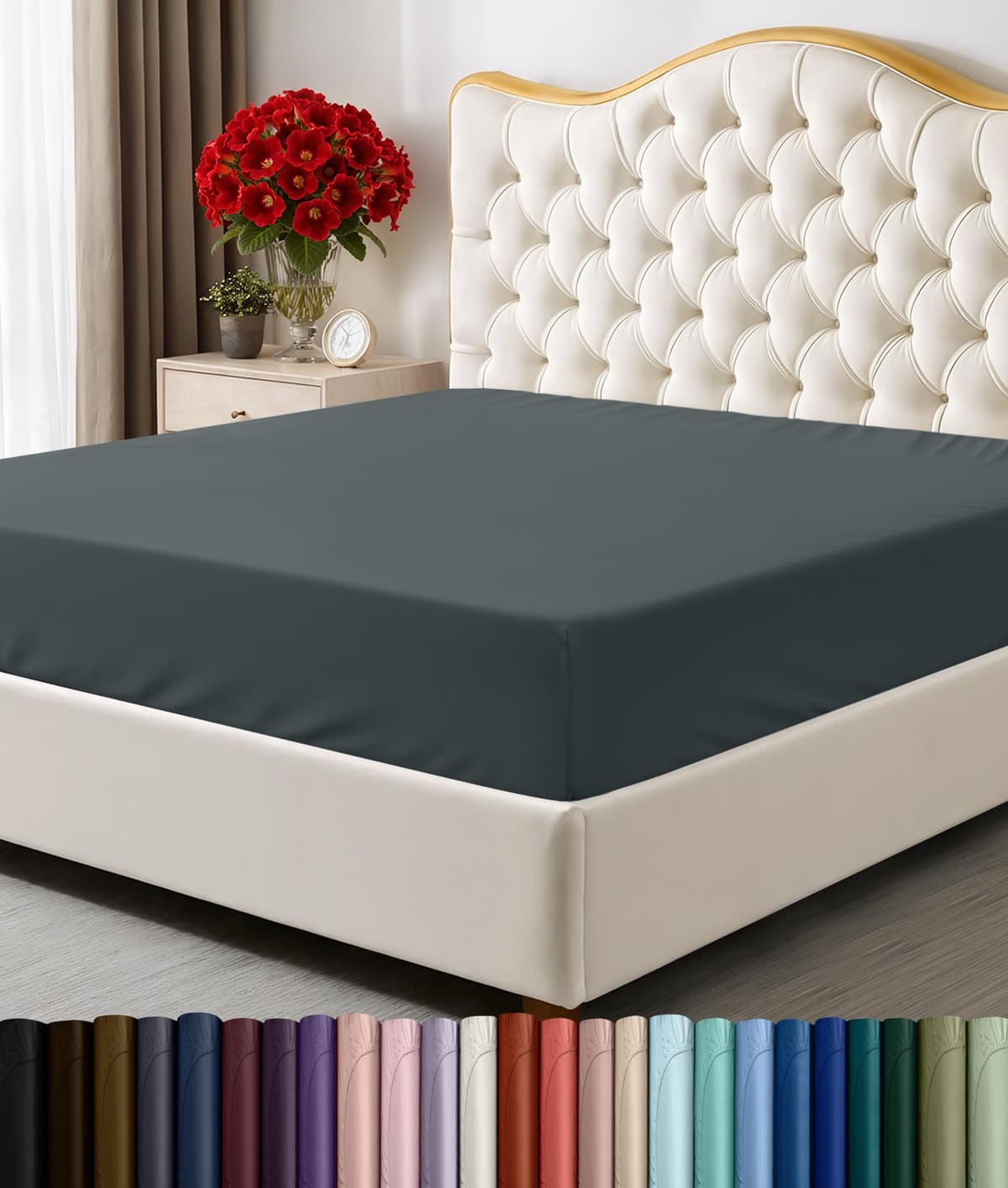Utopia Bedding Fitted Sheet King, Grey - Deep Pocket 14 inch (35 cm) - Easy Care - OEKO-TEX Certified - Soft Brushed Microfibre Fabric - Shrinkage and Fade Resistant - Bottom Sheet — view 74