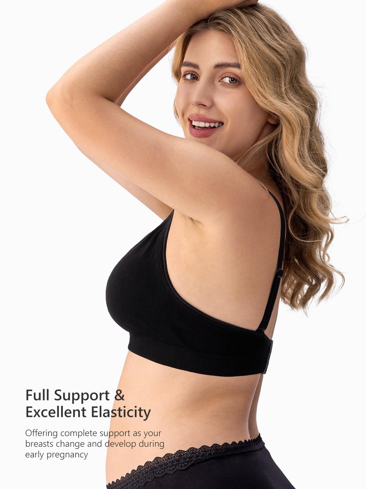 HBselect 3 Pack Women’s Nursing Bra Wireless Seamless Maternity Bra Breastfeeding Bras Bralette with Removable Bra Pads Extenders — view 5