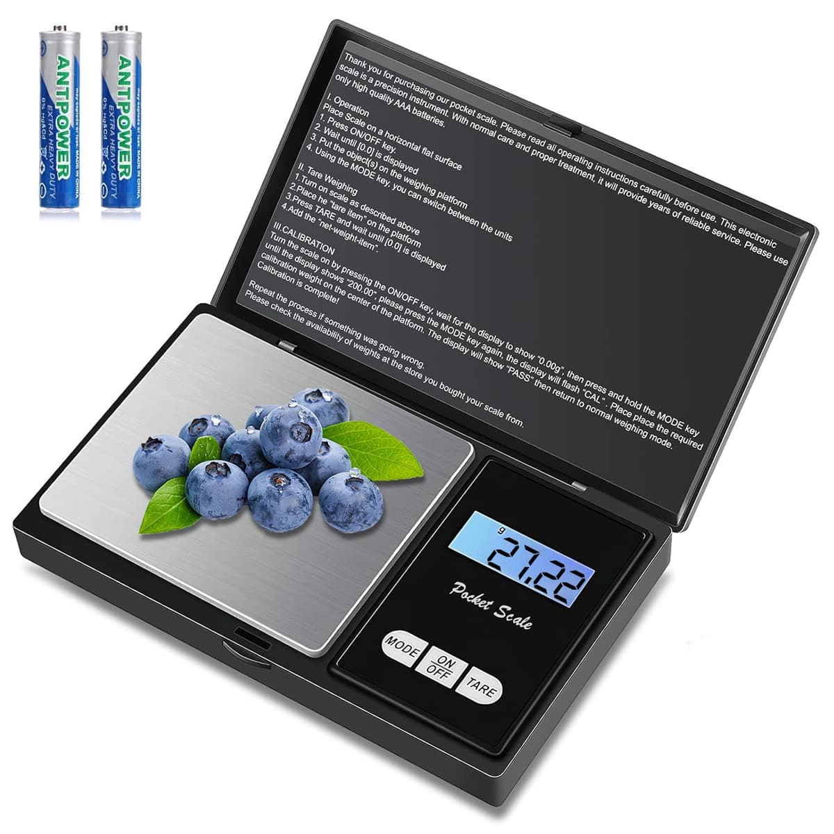Báscula de Precisión 500g / 0.01g,Balanzas de Portátiles, Báscula de Joyería,con Pantalla LCD y 7 Unidades, Función de Tara,Plataforma de Acero Inoxidable