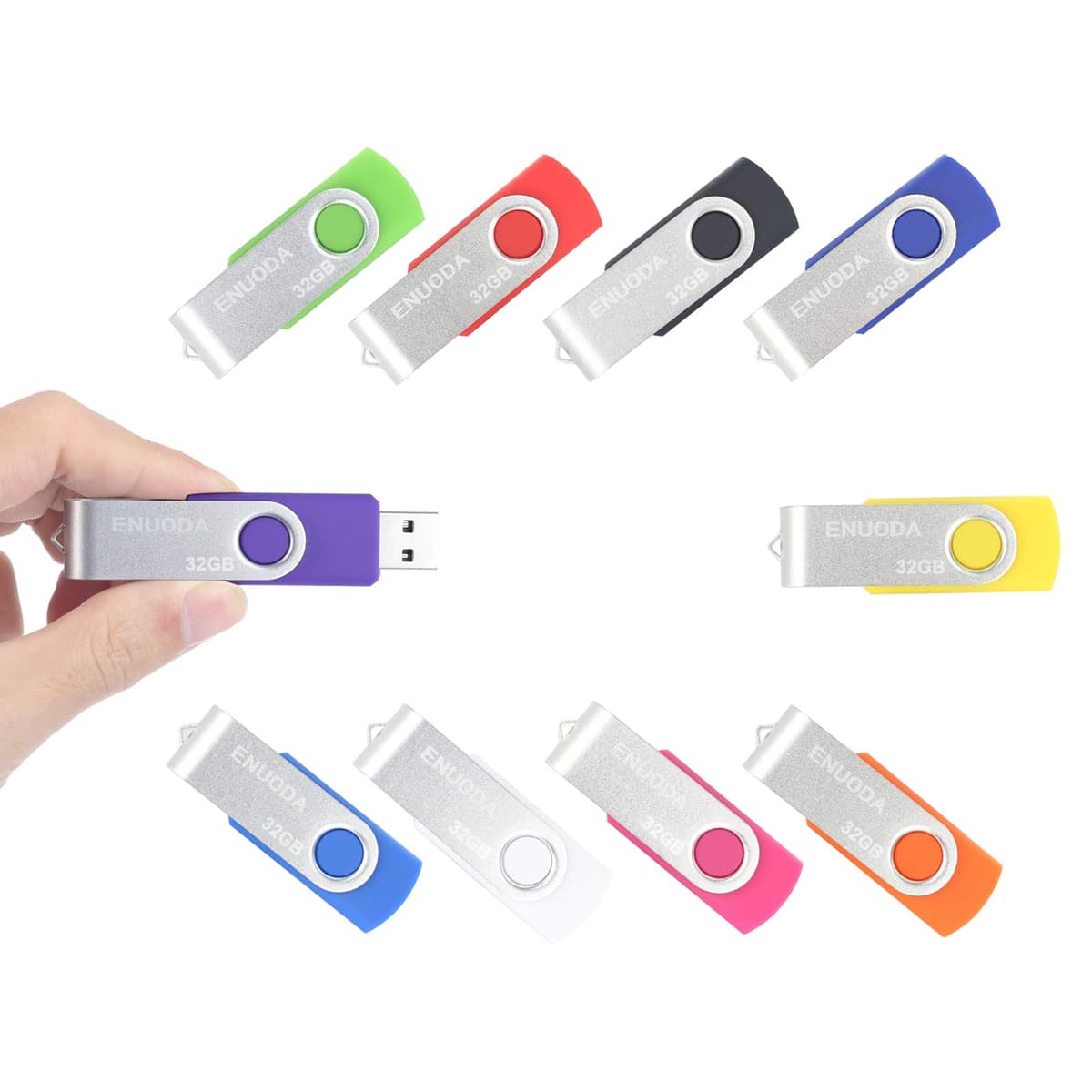 ENUODA 16GB USB Stick 1 Pack Memory Stick USB 2.0 Flash Drives Swivel Design Pen Drive for Data Storage Thumb Drive with LED Light (Black) — view 10