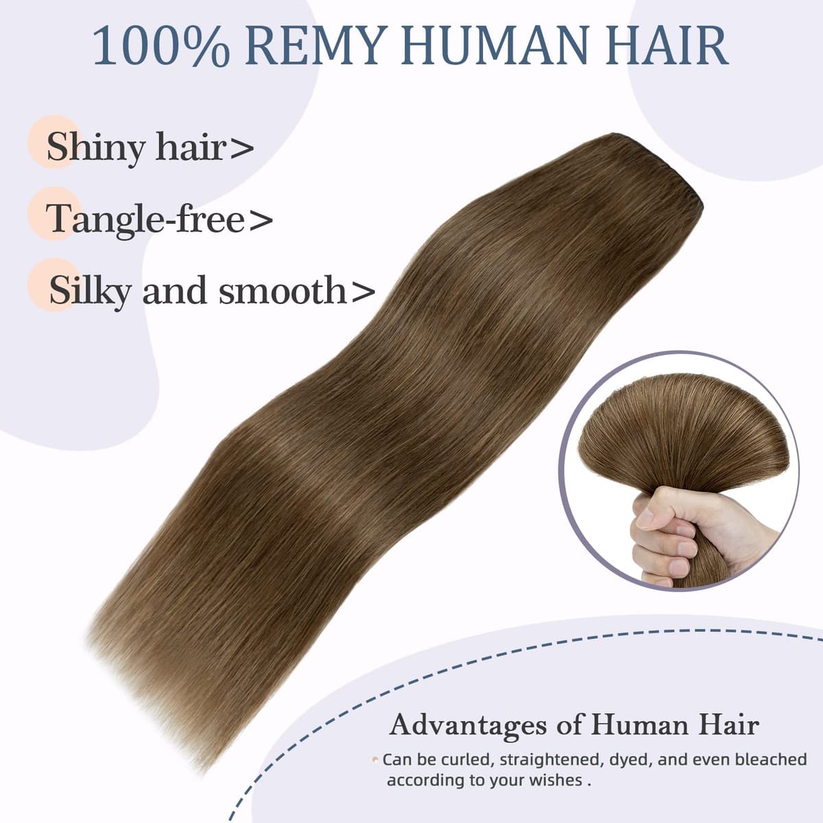 Silk-co 10inch Hair Extensions Clip in Hair Extension Human Hair #04 Medium Brown -Basic Thickness-Thin Weft- 8 Pieces Real Remy Straight Hair Extensions[50g] — view 223