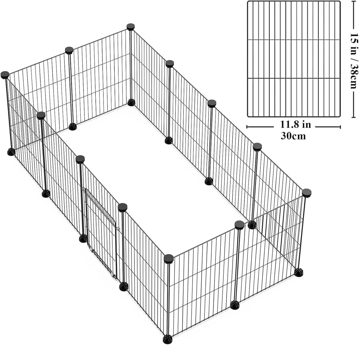 Langxun Bricolaje con Puerta Valla para Mascotas de Animales pequeños, Jaula de Conejos, Jaula de cobayas, Cachorros, Valla para Gatitos(30 * 38 24PCS) — view 2