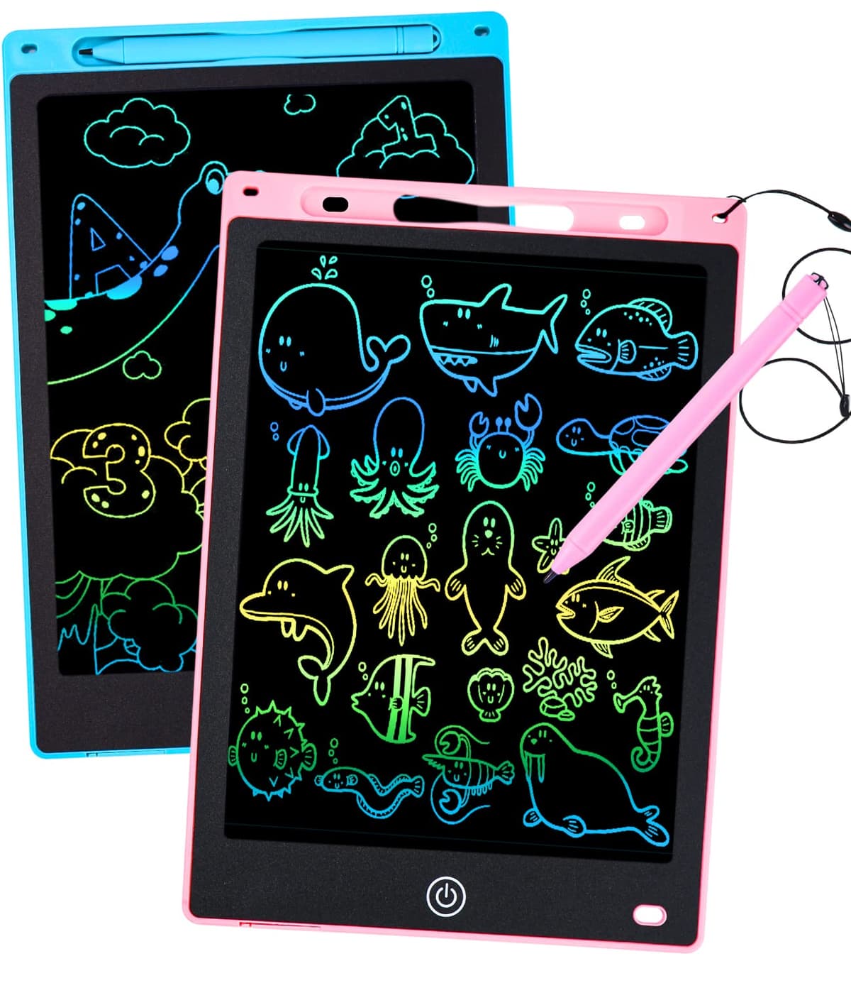 2 piezas Tableta de Escritura LCD para Niños, 10 Pulgadas Tablero de Dibujo LCD Tableta Gráfica con Lápiz, Pantalla Colorida Borrable Reutilizable Juguete Educativo para Niñas Niños de 3+ Años