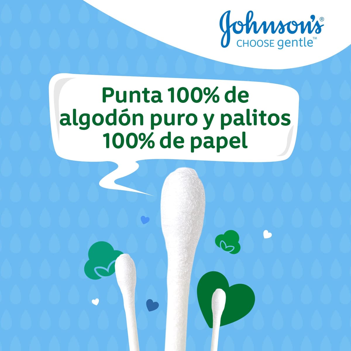 Johnson's Baby Buds for Babies, Kids and Adults (1 Box x 200 Pcs), Ear Buds with 100% Pure Cotton Tips and 100% Paper Sticks — view 3