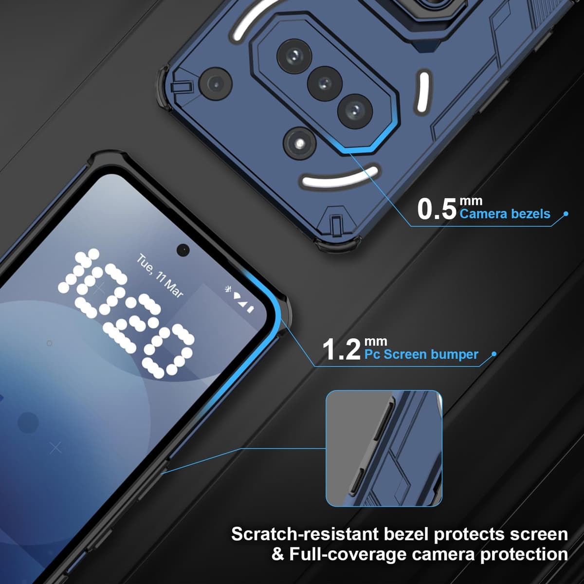 Funda para CMF Phone 2 Pro, Carcasa Antigolpes con Soporte anular metálico, Case Protectora de Grado Militar, Negro — view 1427