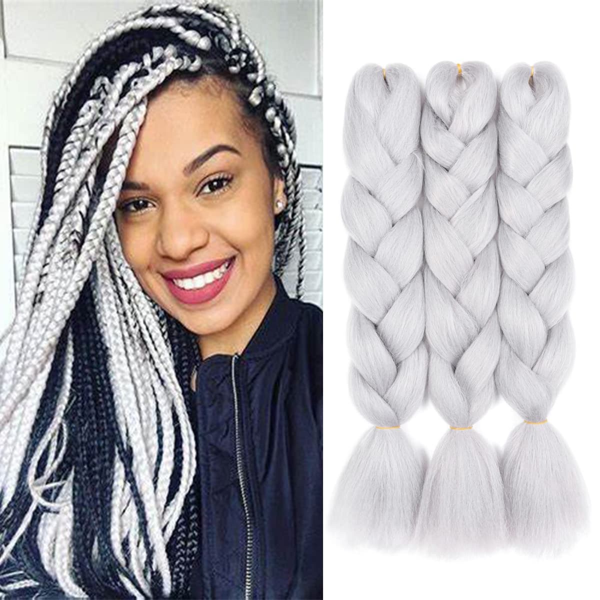 60cm Extensiones de Pelo Trenzas Africanas Castaño Oscuro Extensiones para Trenzas Africanas 1 pcs 100g Kanekalon Pelo para Trenzas Africanas Sintetico Extensiones de Trenzado Cabello Braiding — view 163
