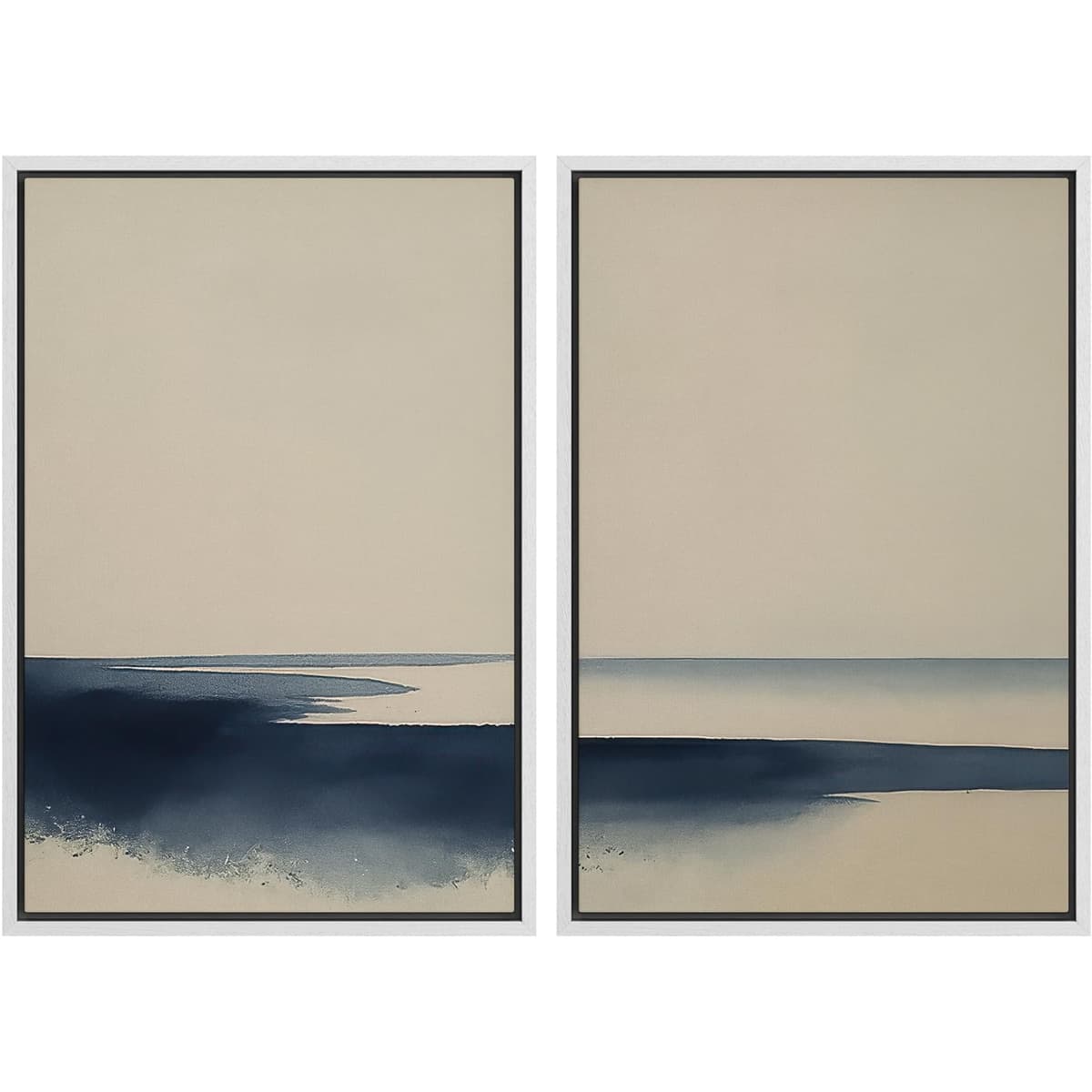MUDECOR Framed Canvas Print Wall Art Set Watercolor Pastel Duotone Tan Landscape Abstract Shapes Illustrations Modern Art Decorative Contemporary for Living Room, Bedroom, Office - 24"x36"x2 Natural — view 39
