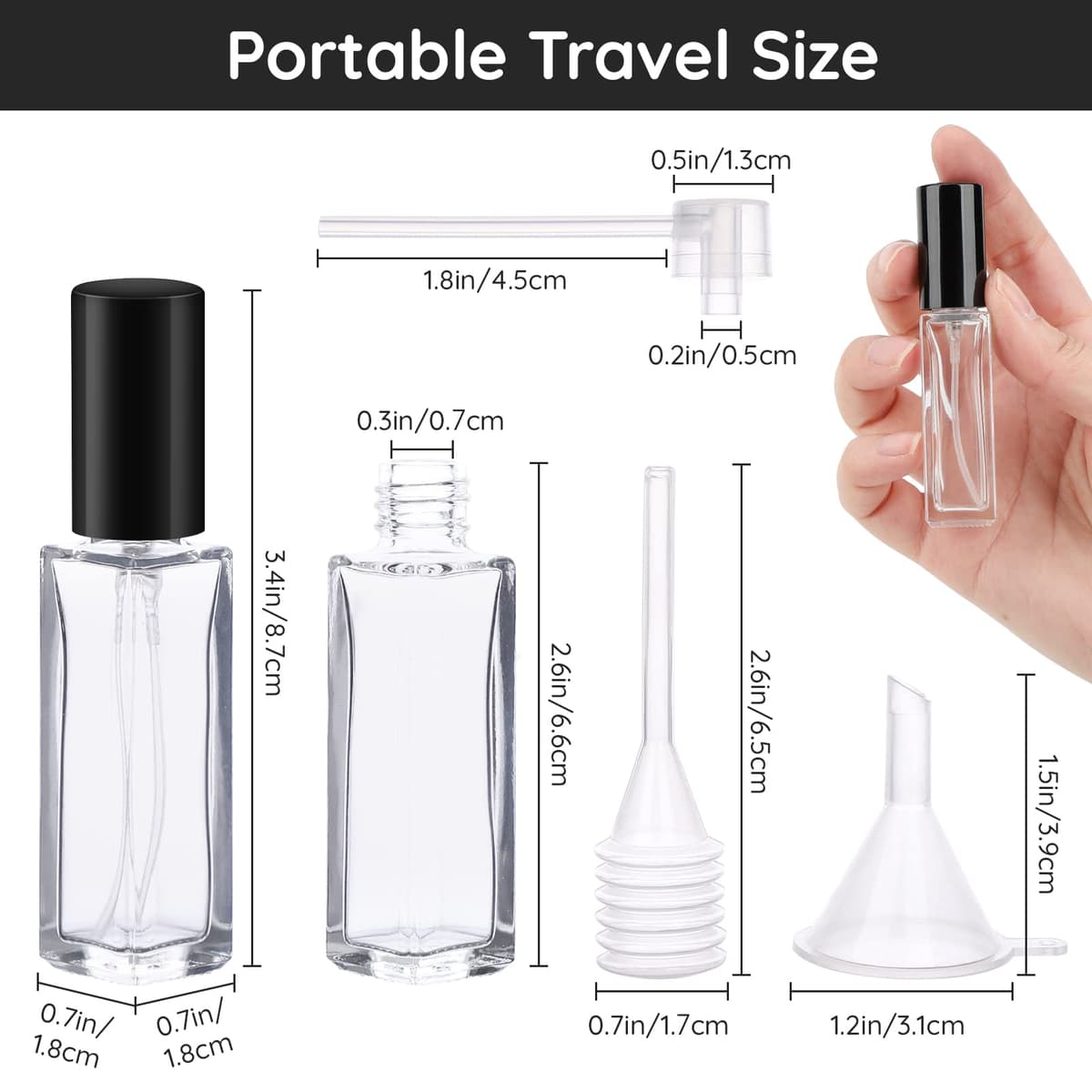 Segbeauty Atomizador Perfume Recargable, Pulverizador Colonia 10ml, 5 Piezas Pulverizador Pequeño Perfume, recargable y Portátil, Vidrio, para Viaje Hombres y Mujeres (Transparente) — view 4