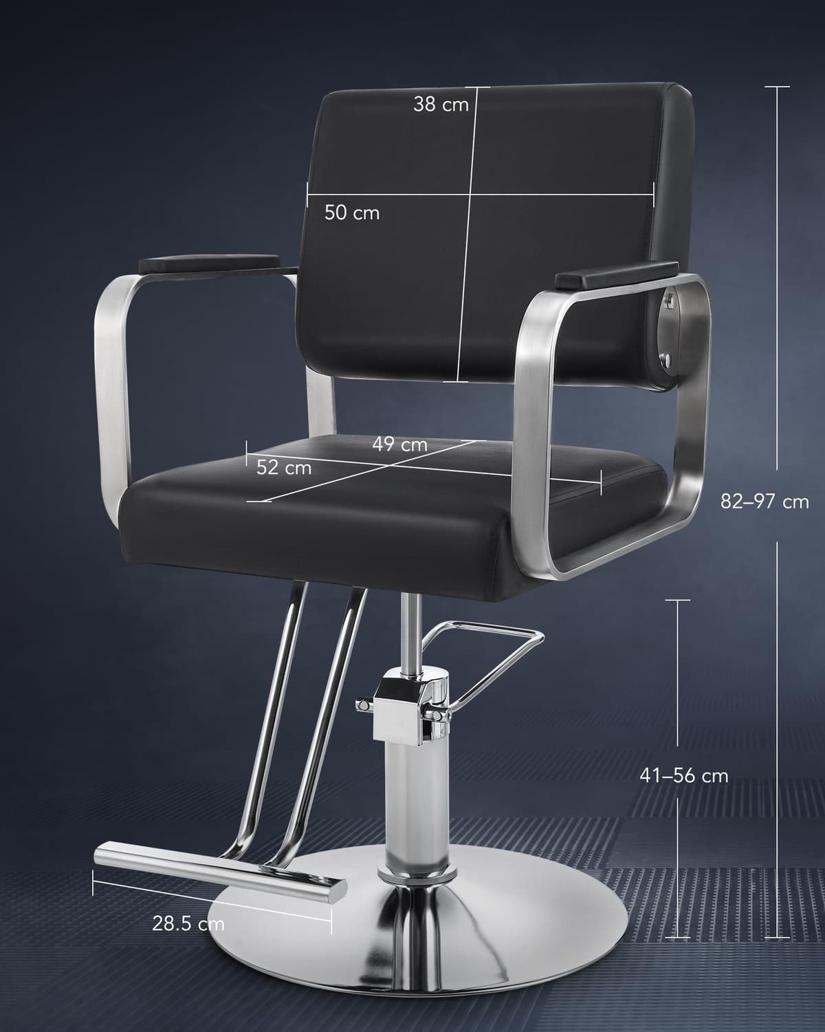 CO-Z Sillón de Peluquería Profesional con Bomba Hidráulica, Silla de Peluquería con Giro de 360°, Altura Ajustable de 15 cm, Capacidad 250 KG, Sillón de Barbero para SPA, Belleza, Barbería — view 3