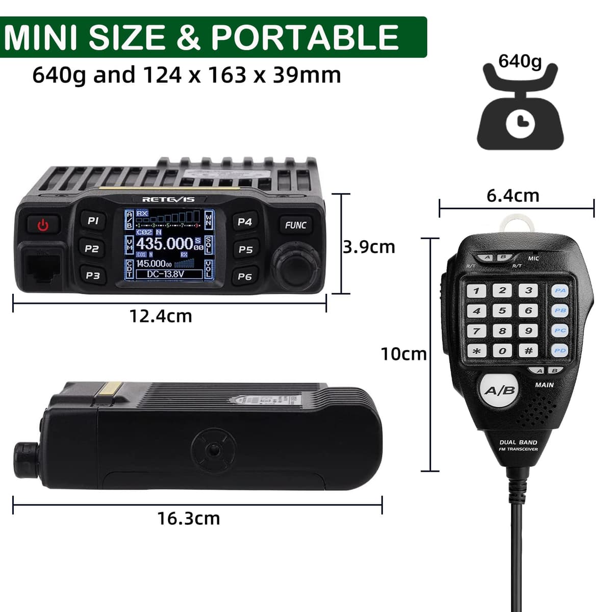 Retevis RT95 Emisoras Coche Doble Banda de Radioaficionado, Profesional, Canales DTMF TFT con Función Escaneo y Contraseña Mini Móvil — view 3