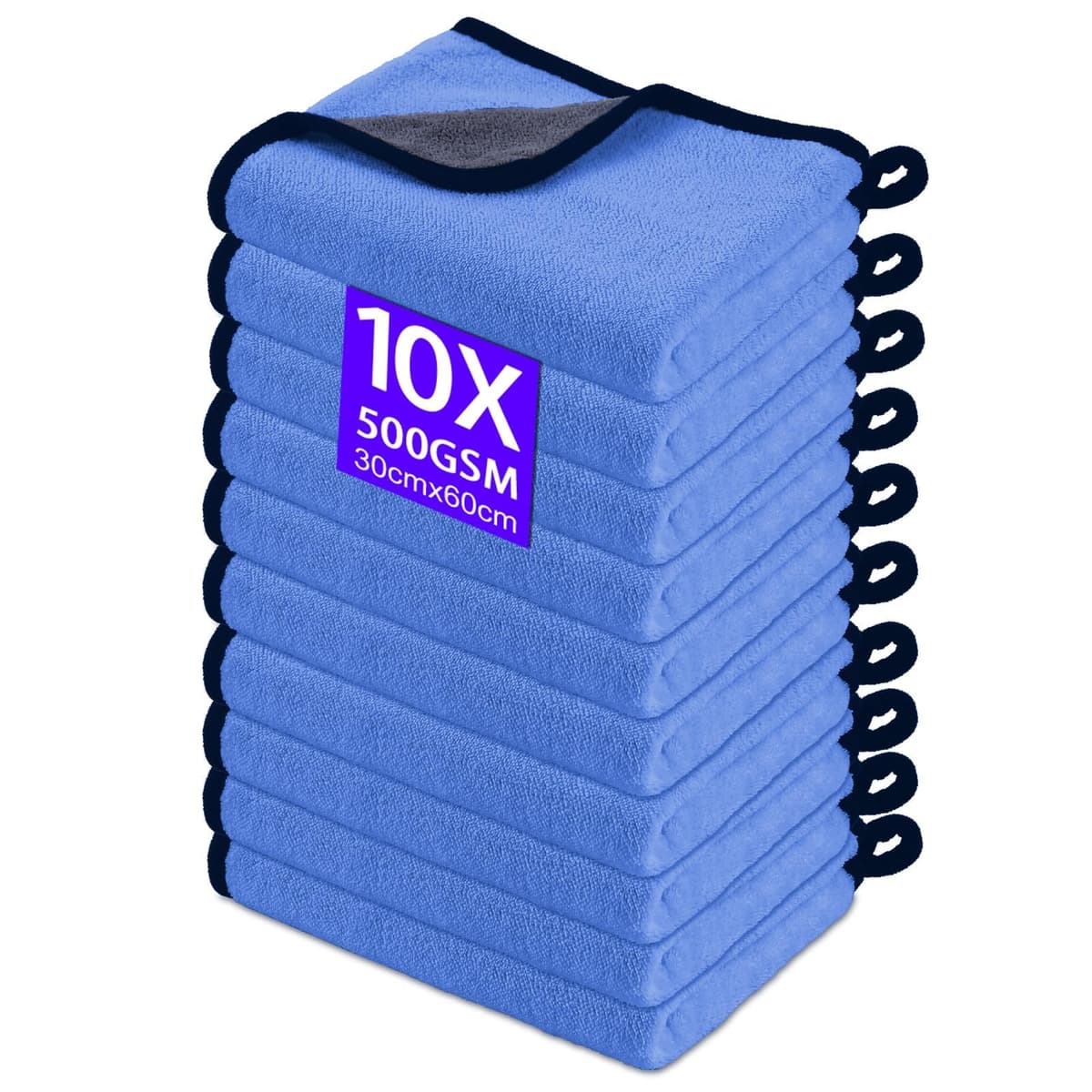 Set of 10 Microfibre Cloths, Car Drying Cloths, Absorbent and Lint-Free Microfibre Cloths, Versatile Cleaning Cloths, for Car Polishing, Kitchen (30 x 40 cm, Blue) — view 12