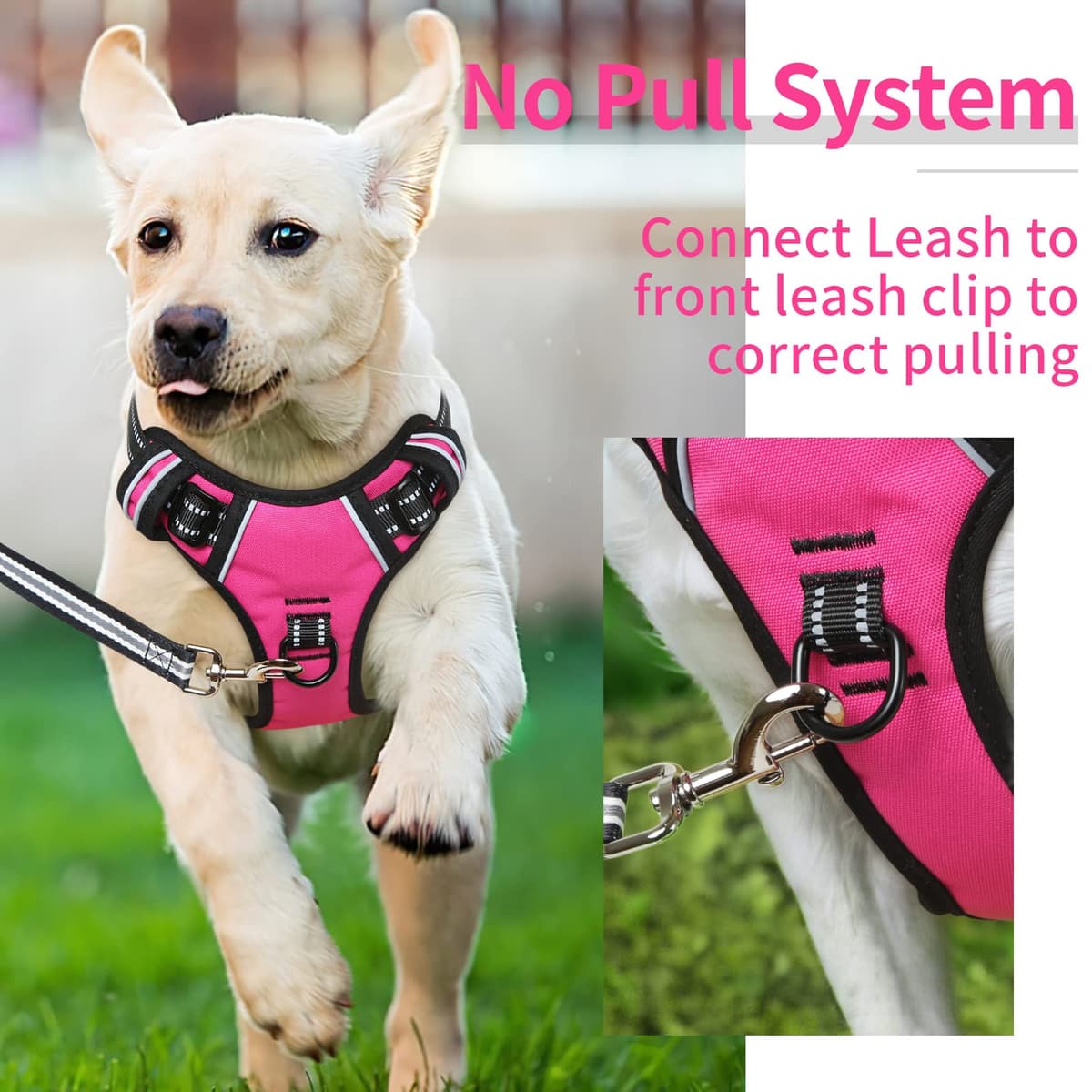 HEELE Dog Harness Medium No Pull Dog Vest Harness with Soft Handle Reflective Pet Harness for Outdoor Training Walking, Black, M — view 89