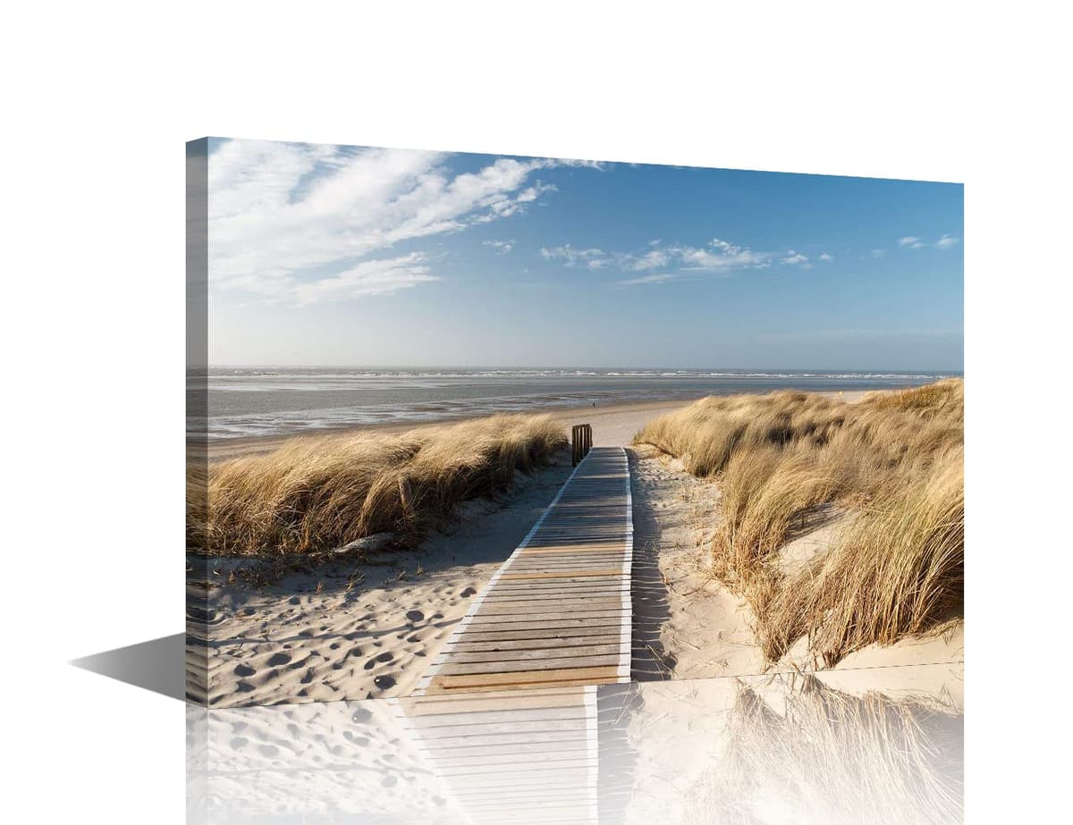 Wall Art for Living Room Beach Canvas Art Wall Decor Blue Sea Sunset Pictures Print on Canvas Natural Landscape Painting Seascape Artwork Stretched Framed Ready to Hang 12x18inch — view 26