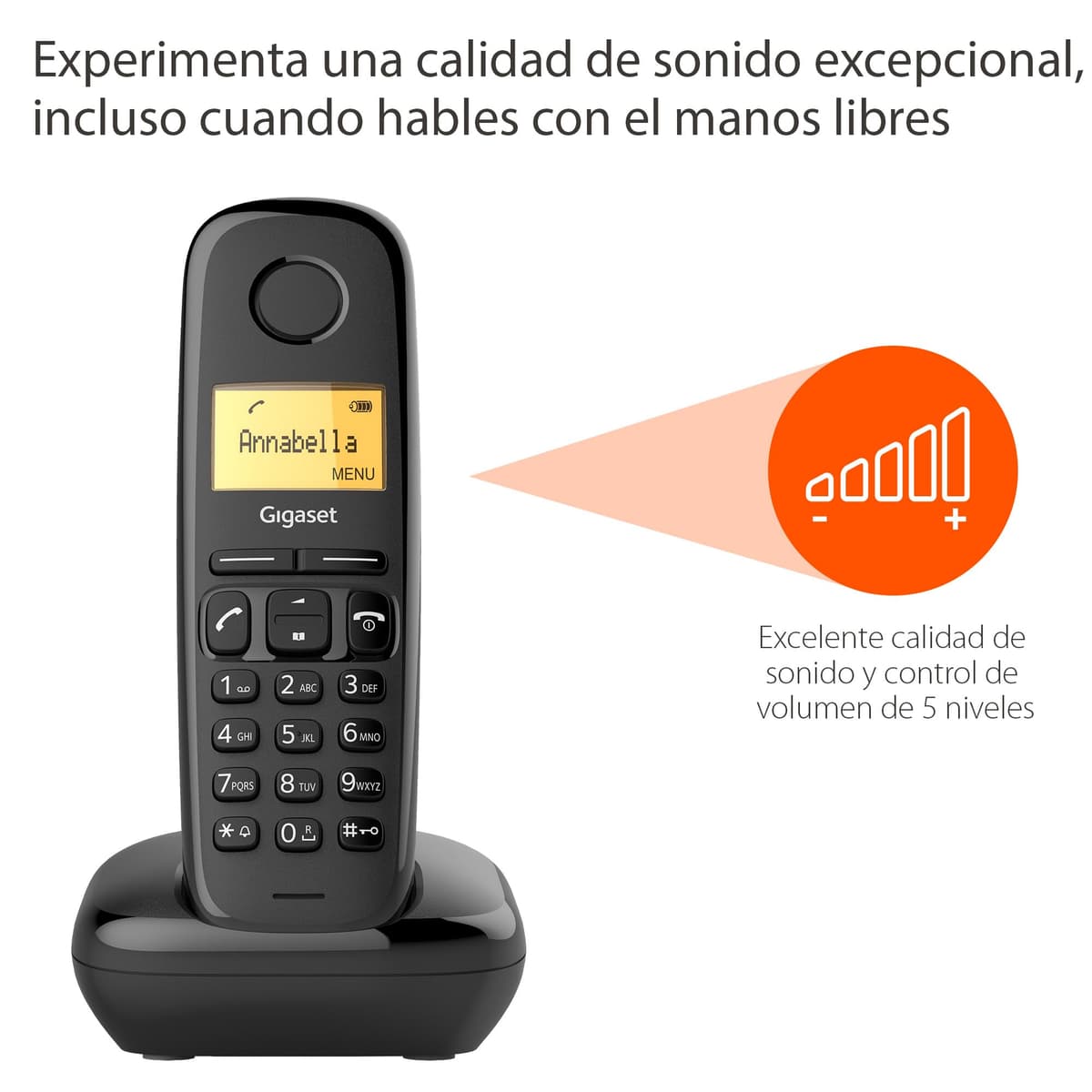 Gigaset A170 - Teléfono DECT inalámbrico - Pantalla Gráfica Iluminada - Fácil de Usar - Instalación Sencilla, Color Negro [Versión Española] — view 4