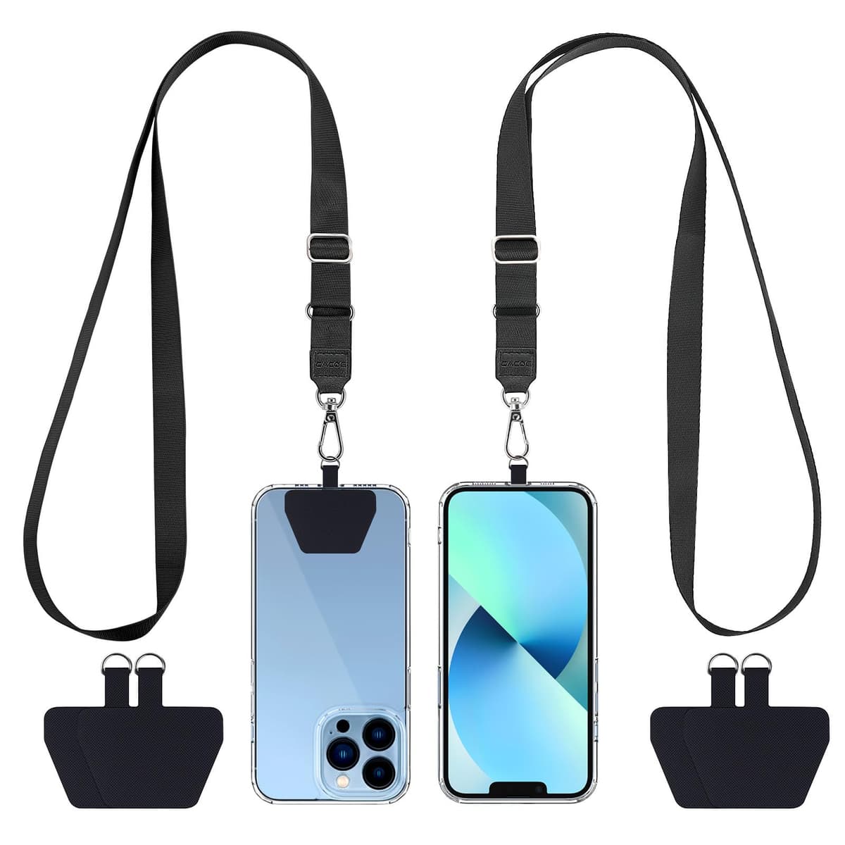 CACOE Universal Mobile Phone Chain, 2 Pcs Adjustable Collar Lanyard and 2 Pcs Durable Patches, Lanyard Mobile Phone Neck Strap Compatible with Most Smartphones — view 8