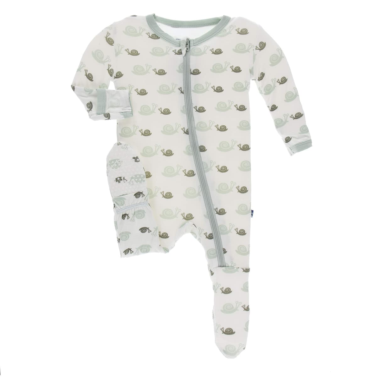 KicKee Pants Little Girls Basic Footie with Zipper - Lotus, 6-9 Months — view 26
