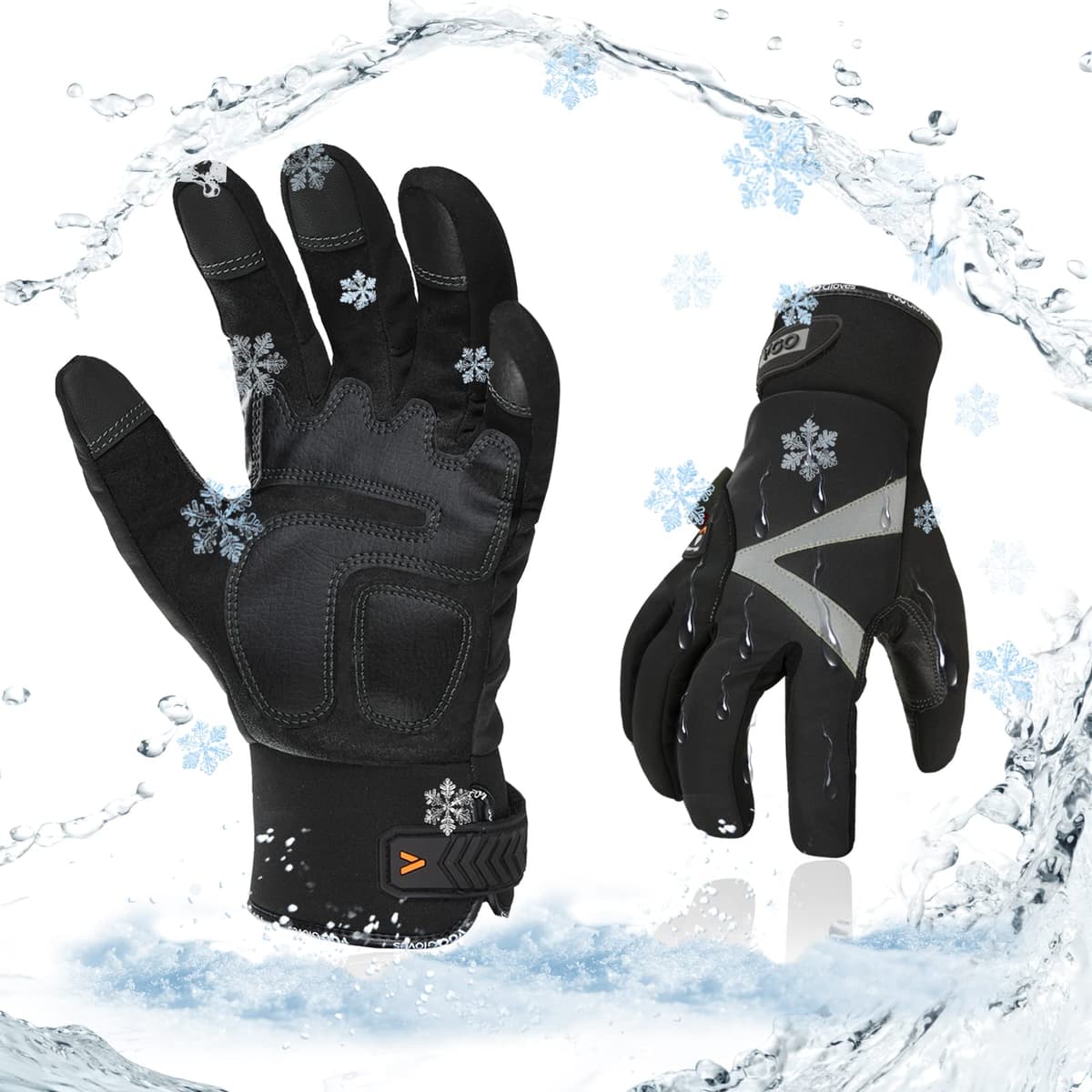 Vgo... 1-Pair -4℉ or above Thinsulate C100 Lined High Dexterity Touchscreen Synthetic Leather Winter Warm Work Gloves, Waterproof Insert (XL,Black,SL8777FW) — view 7