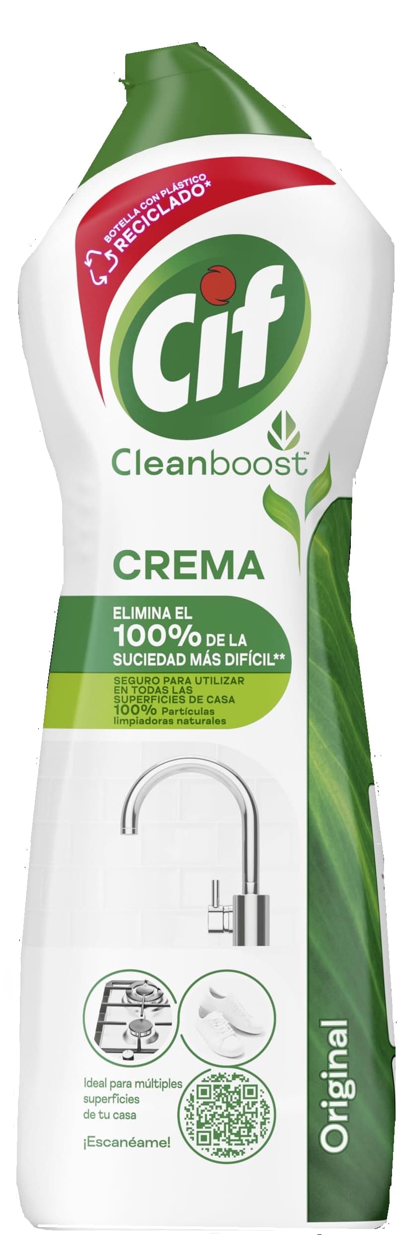 CIF Crema Original Multisuperficies, Potente Limpiador con Fórmula de Micropartículas para el Baño y Cocina, 750 ml