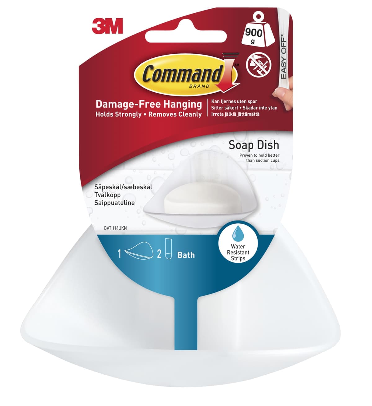 Command Bath Designer Hooks, White, Water Resistant - 2 Medium Hooks and 4 Adhesive Strips - Hang Towels, Robes and Other Bathroom Accessories - Ideal to Avoid Drilling Through Tiles — view 10