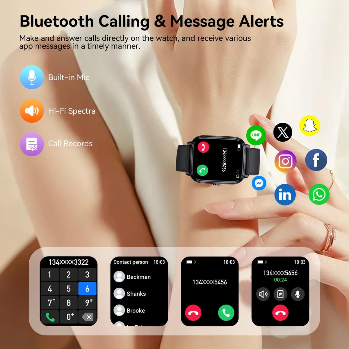 Smart Watch for Men Women, 2026 Smart Watch 20 Days Battery, Answer Dial Call Smartwatch 1.83" Fitness Trackers with Heart Rate/Sleep/Fitness Monitor IP68 Waterproof Activity Tracker for Android iOS — view 3