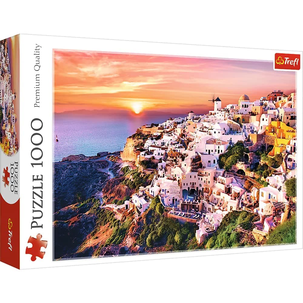 Trefl, Puzzle, Atardecer en Santorini, Grecia, de 1000 Piezas, Isla Griega, Vista a la Bonita Ciudad, Rompecabezas DIY, Pasatiempo Creativo, Regalo