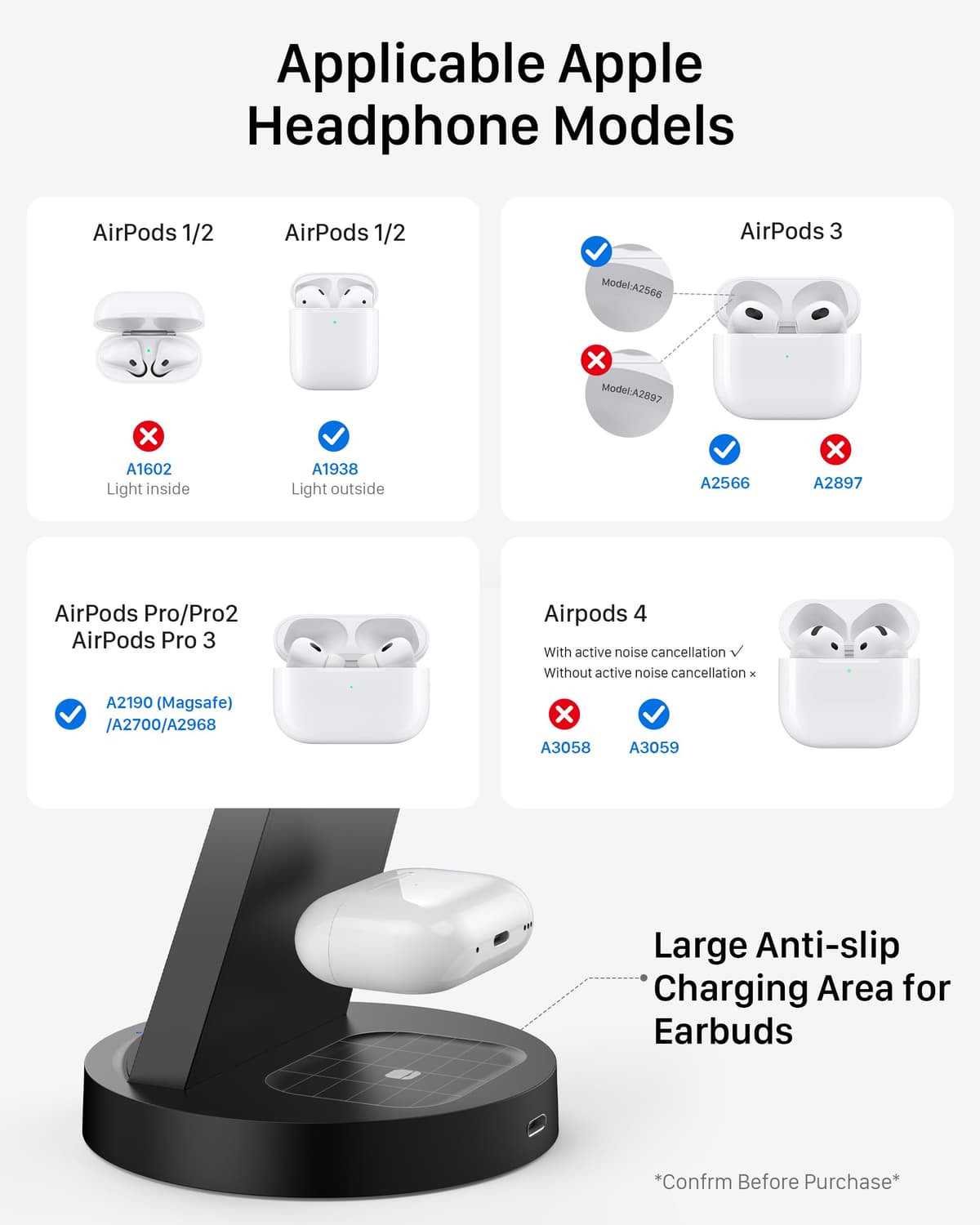 Anlmz 3 in 1 Charging Station for iPhone, Wireless Charger for iPhone 17 16e 16 15 14 13 12 11 X Pro Max & Apple Watch - Wireless Charging Station for AirPods 4 3 Pro — view 5