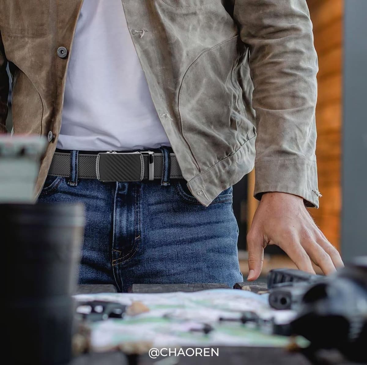 CHAOREN Belts for Men - Ratchet Leather Mens Belt 1 3/8" for Jeans - Fits Everywhere — view 5