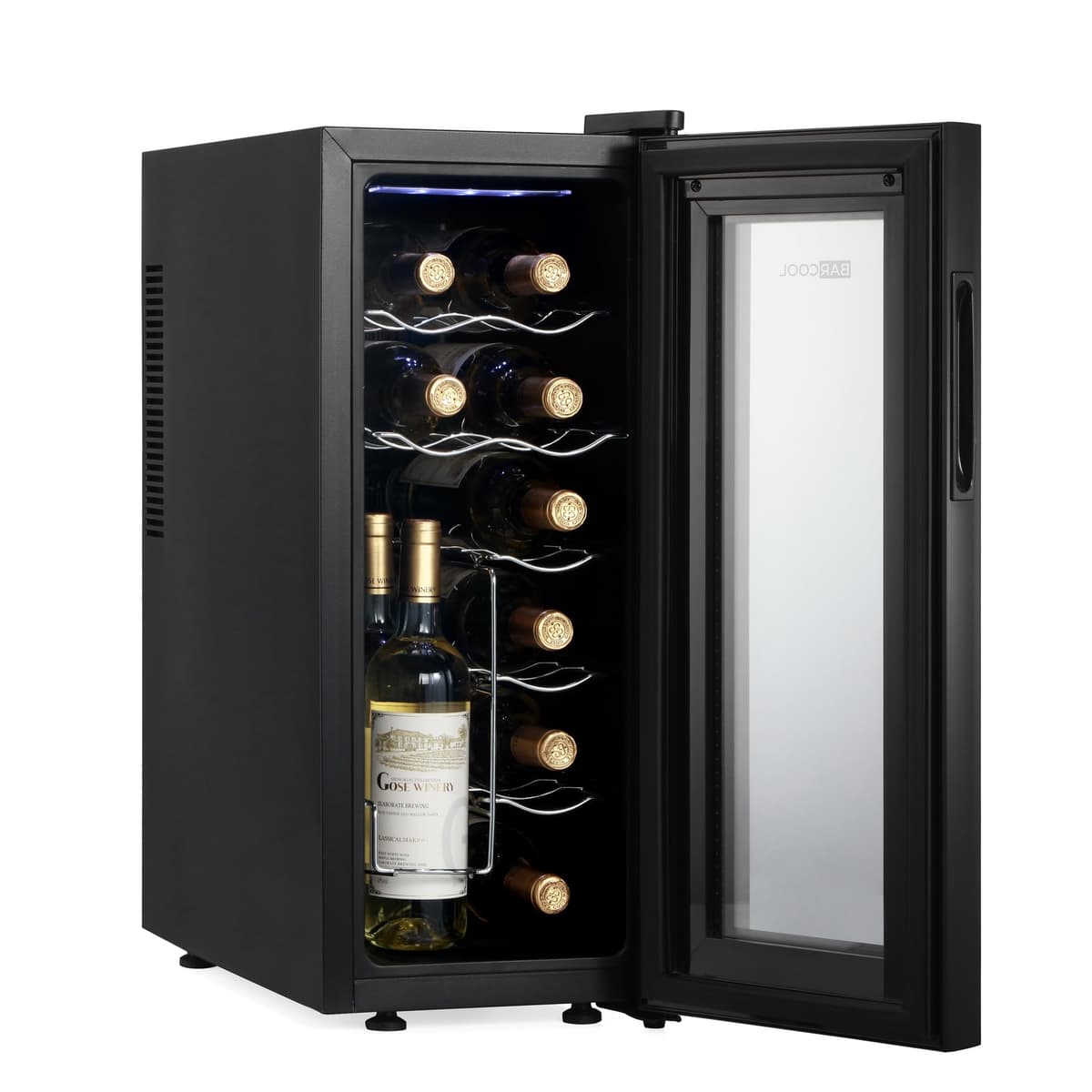 Barcool VINO12 – Table-Top Slim Wine Cooler Fridge Black | 5-18°C | 12 Bottle Wine Fridge | LED + Digital Display | UV-Tempered Glass Door Drinks Cellar | Single-Zone — view 2