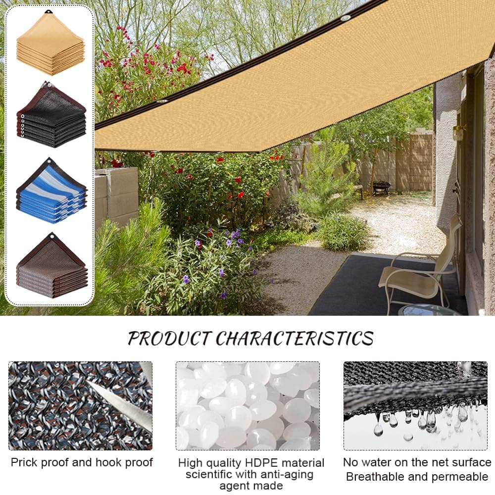 Red de Sombra, 2x3m Malla Sombra Exterior con Ojales, Anti-UV Malla Sombreadora Jardin, Lona Sombra Exterior, Transpirable y Protector Solar, Malla Ocultacion Toldo para Jardines Invernaderos Patios — view 3