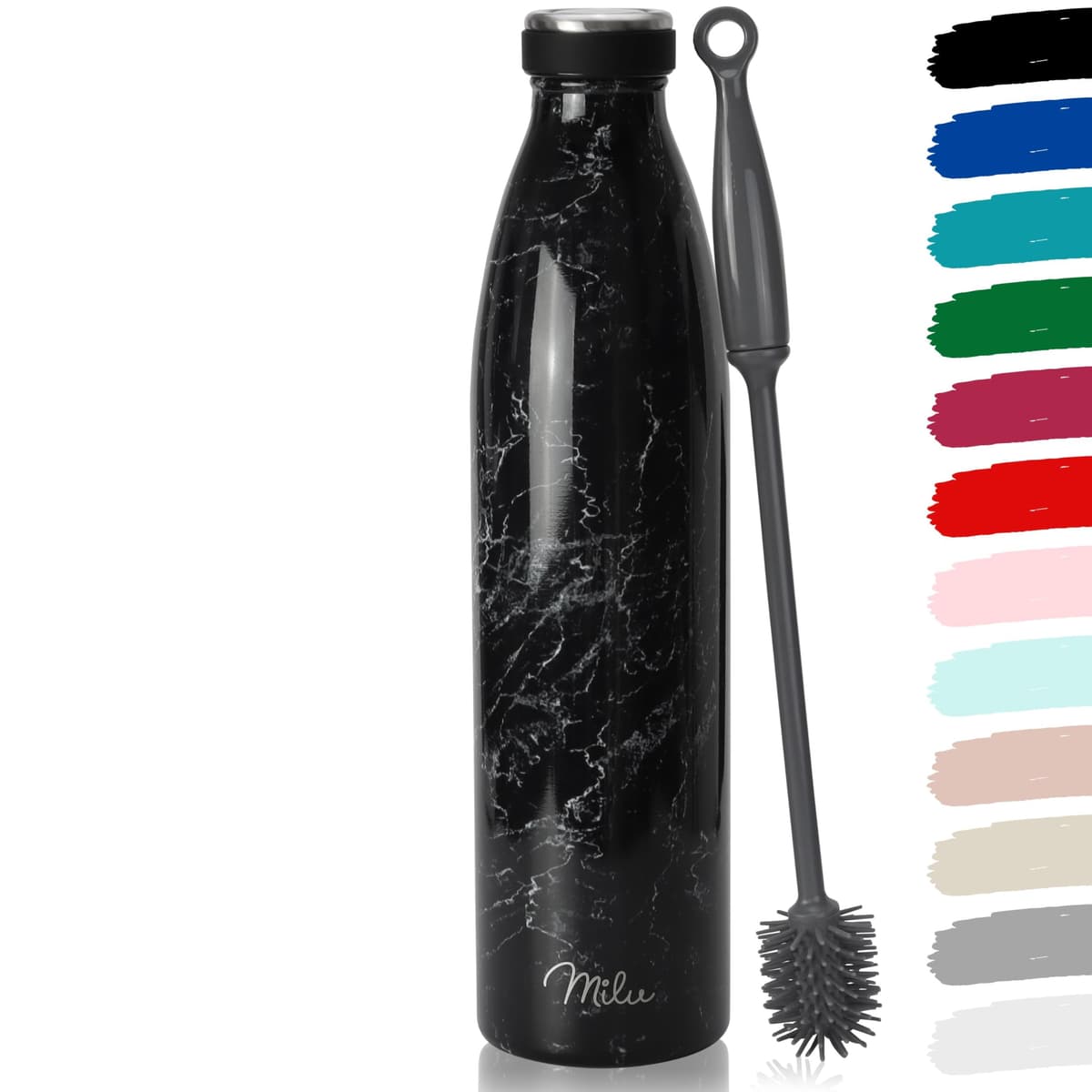 Milu Stainless Steel Drinking Bottle 1500 ml - Insulated Thermo Flask for Water - Leak Proof, Insulated and Double Walled, Carbonated (Granite Navy Blue, 1,5L) — view 89