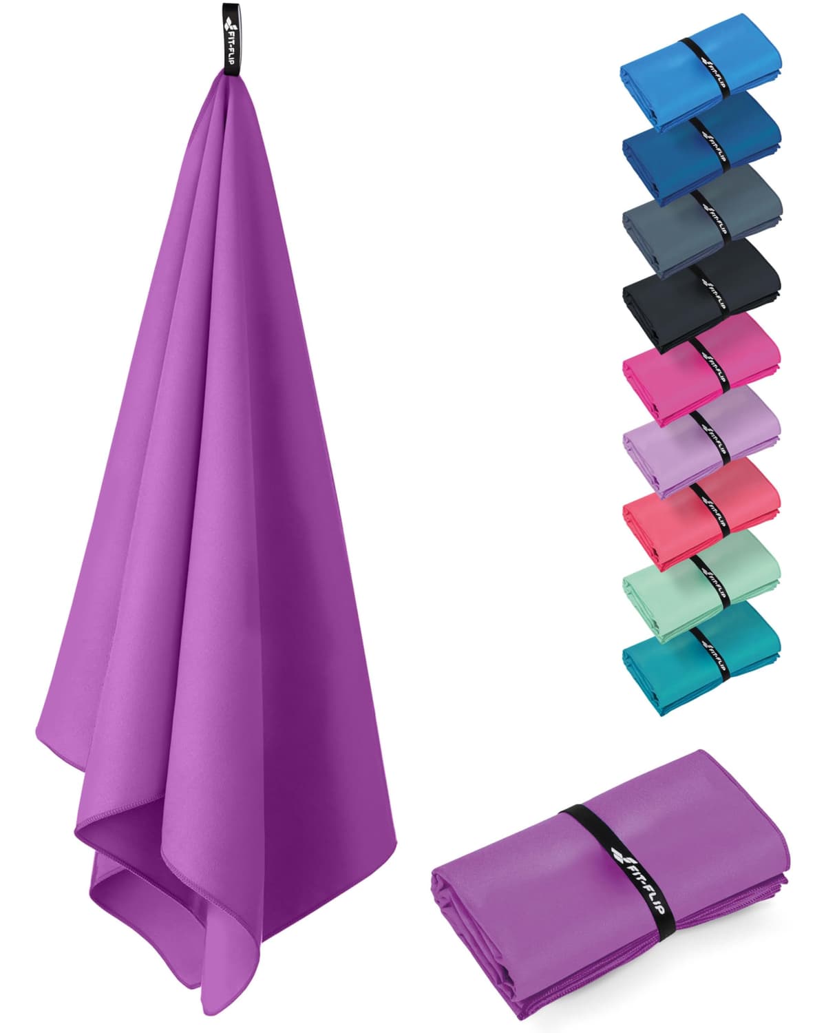 Fit-Flip Toalla Microfibra Gimnasio - compacta, Ultraligera y de Secado rápido – Toallas para Gym, Piscina, Viaje, Natacion y Playa Grande — view 11